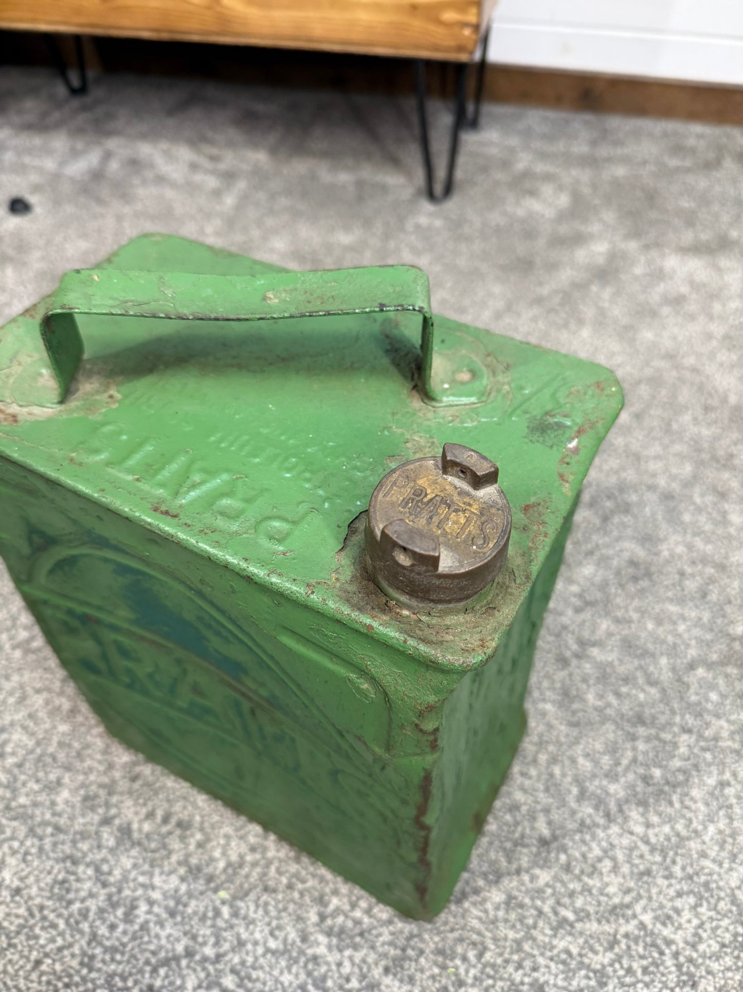 Vintage Pratts Valor Petrol Can with Pratts Brass Cap Vintage Home Decor Display