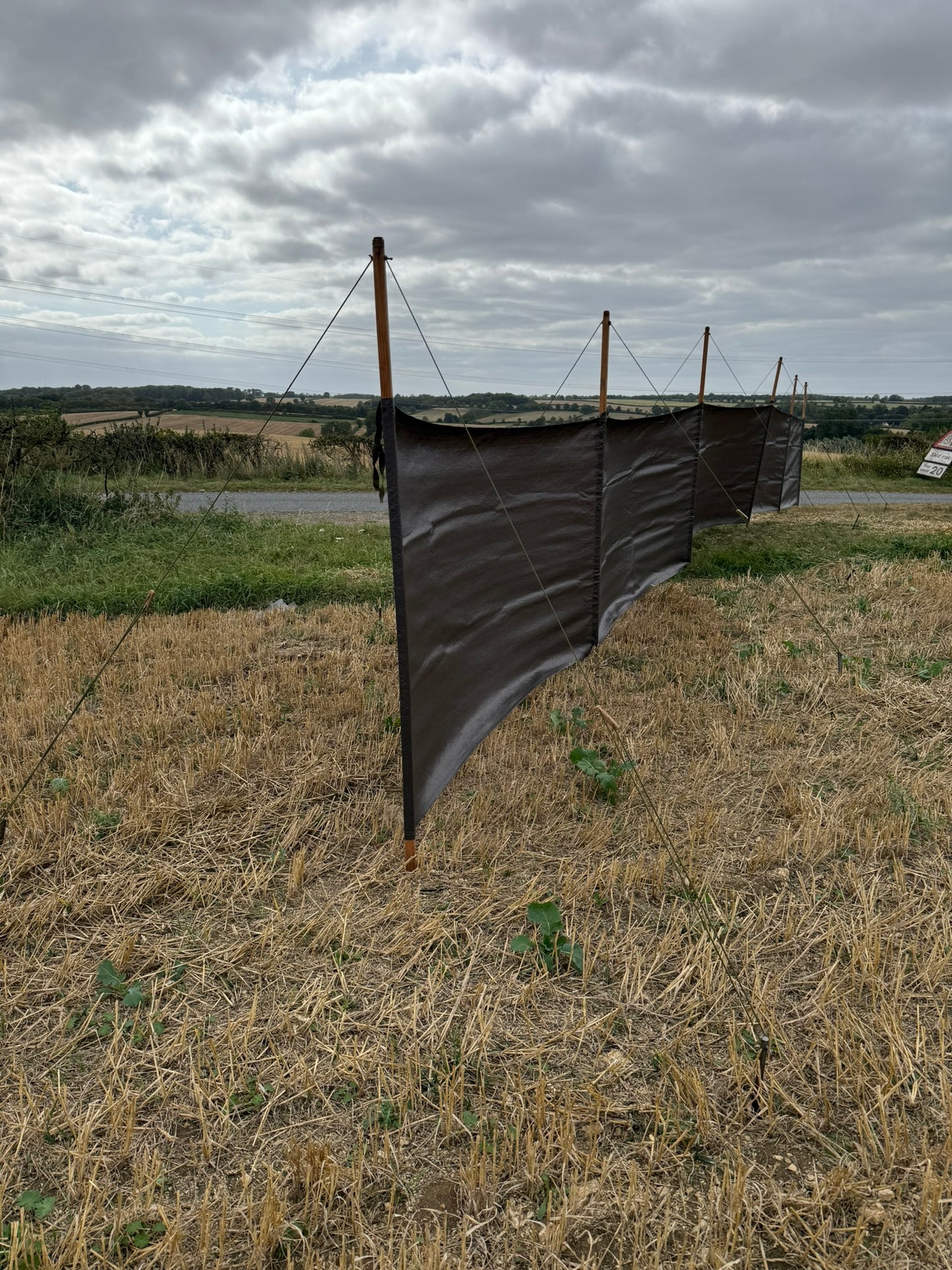 Ex Army HUGE 14m Windbreak Privacy Screen Wooden Poles Military Wind Break