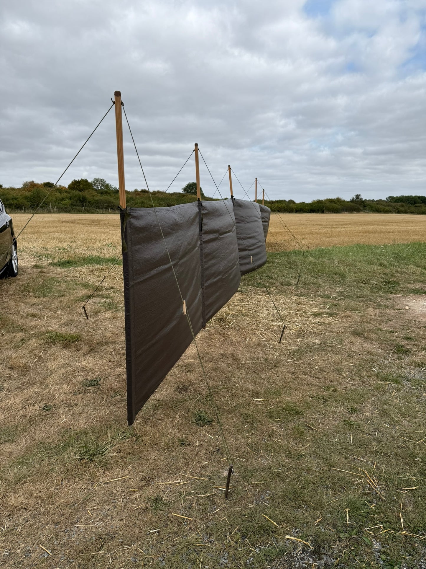 Ex Army HUGE 14m Windbreak Privacy Screen Wooden Poles Military Wind Break