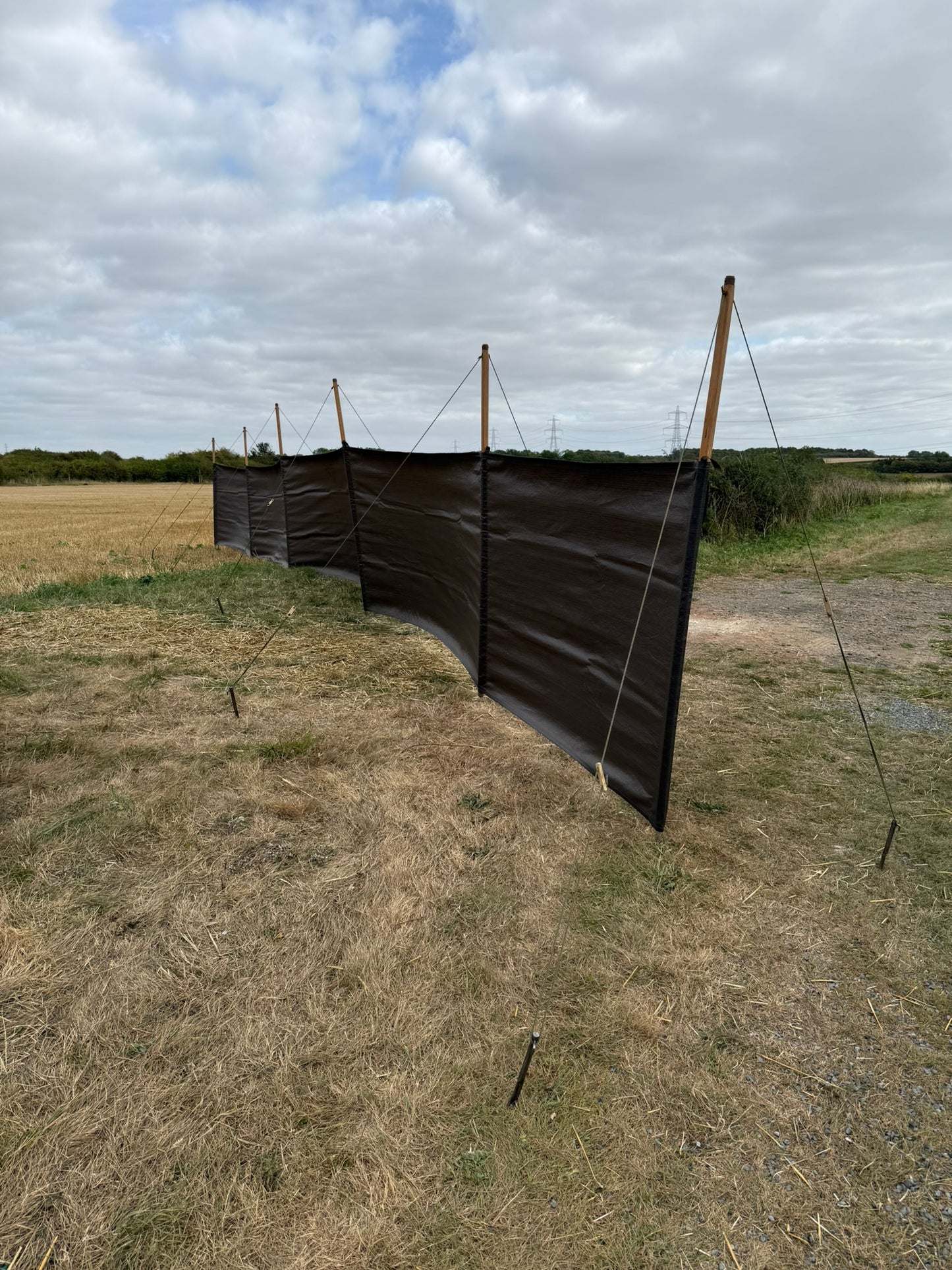 Ex Army HUGE 14m Windbreak Privacy Screen Wooden Poles Military Wind Break