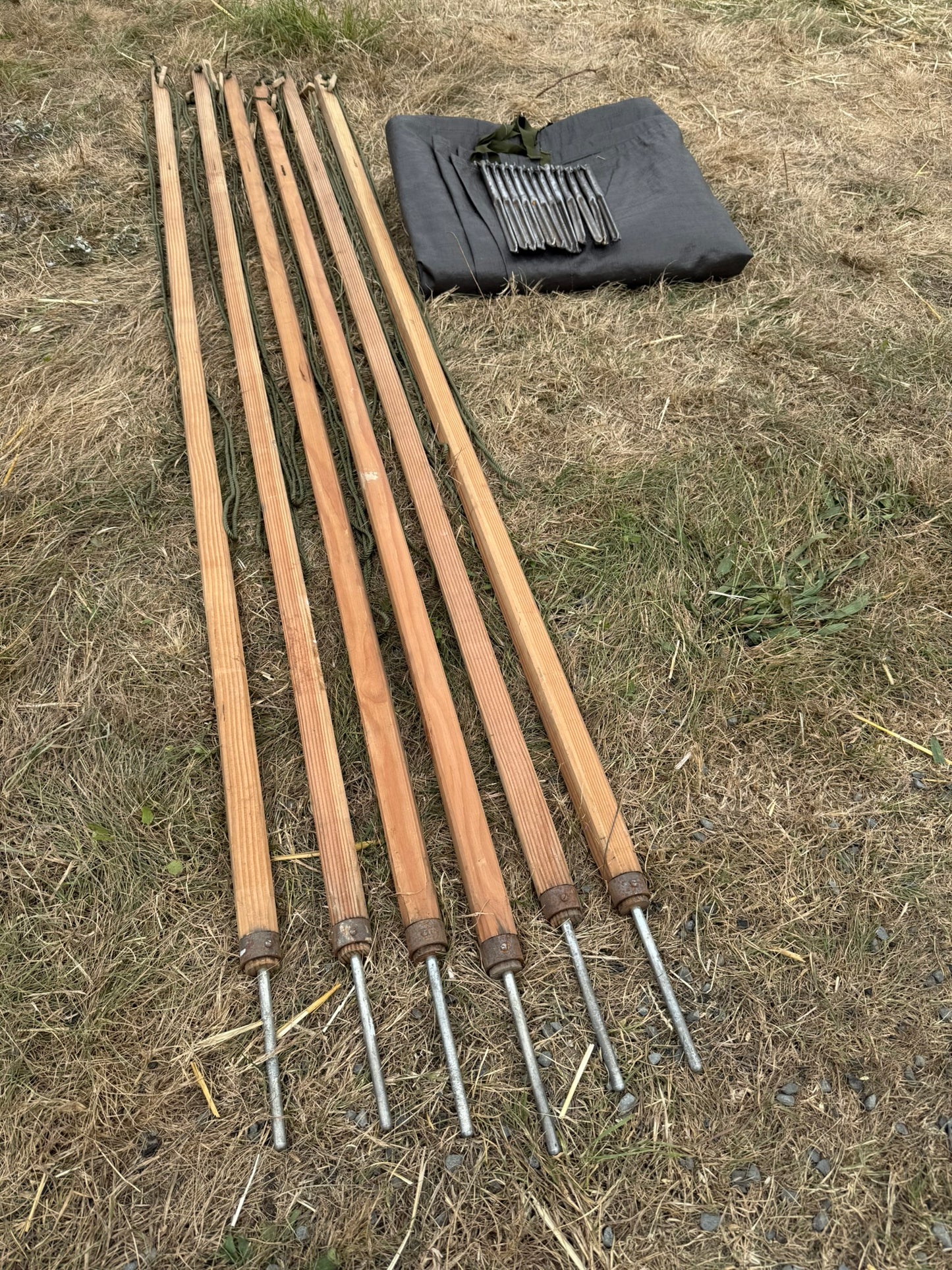Ex Army HUGE 14m Windbreak Privacy Screen Wooden Poles Military Wind Break