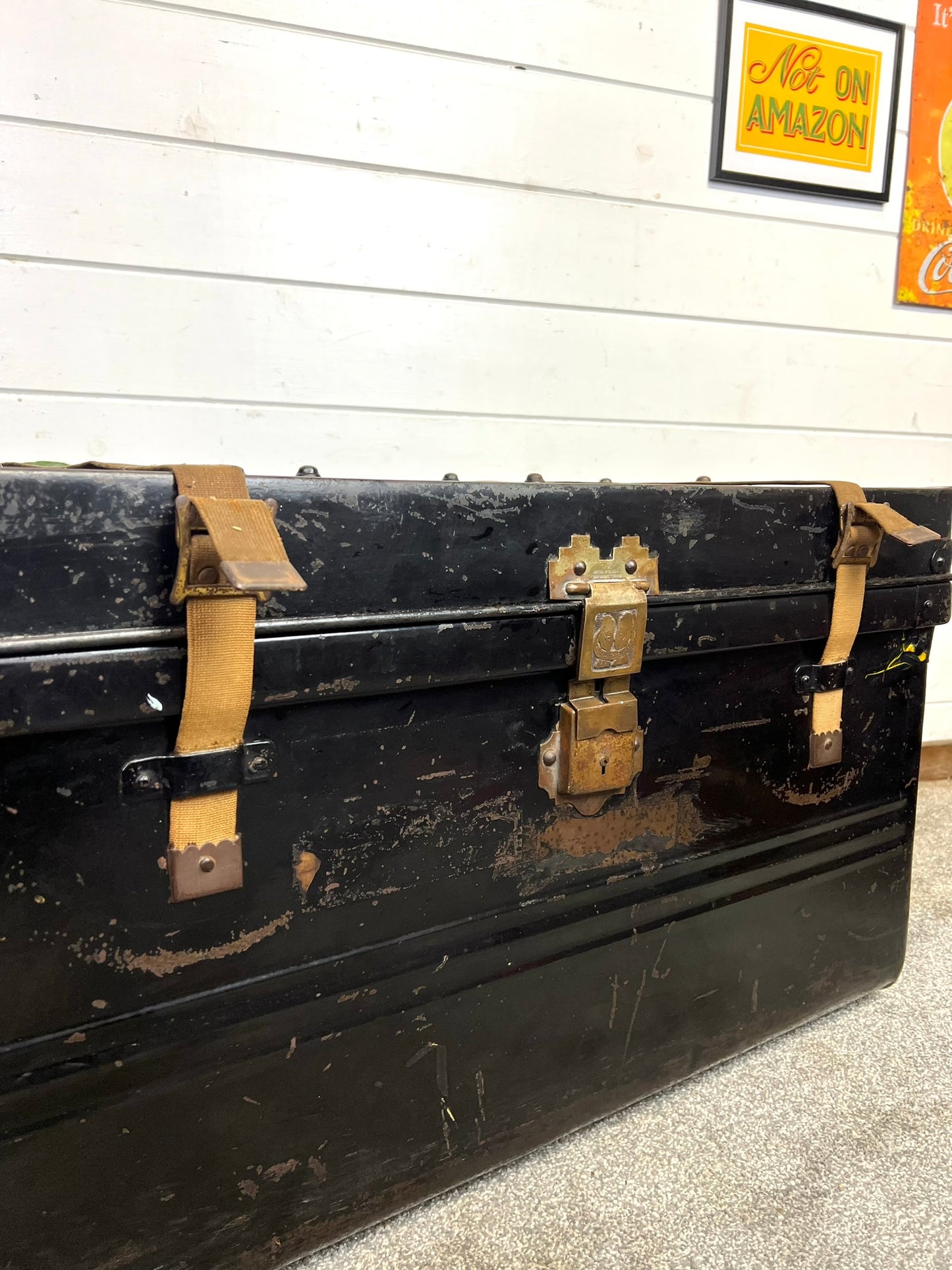 Vintage Jones Brother & Co Large Metal Travel Trunk Industrial Chest - Made in England