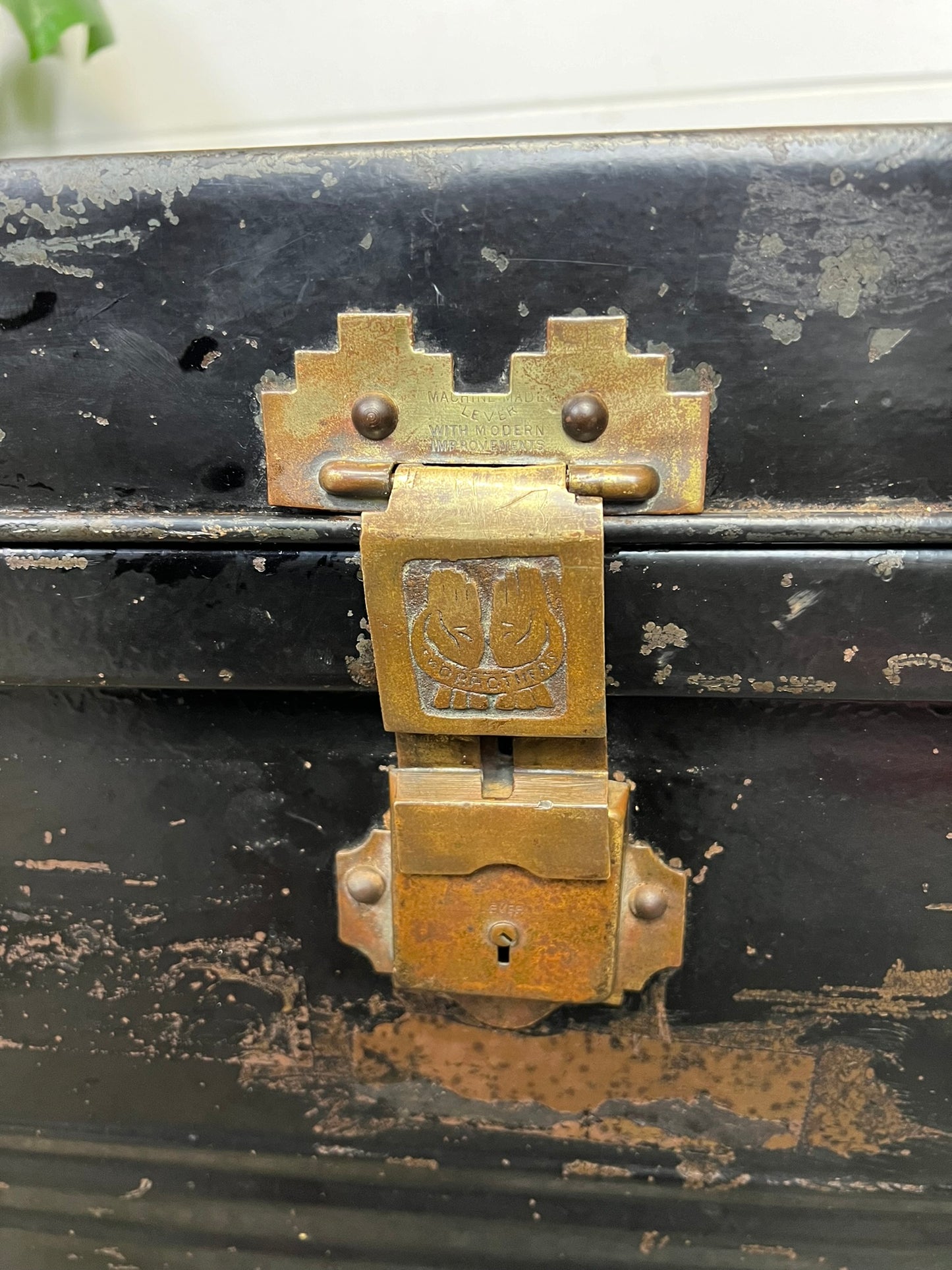 Vintage Jones Brother & Co Large Metal Travel Trunk Industrial Chest - Made in England