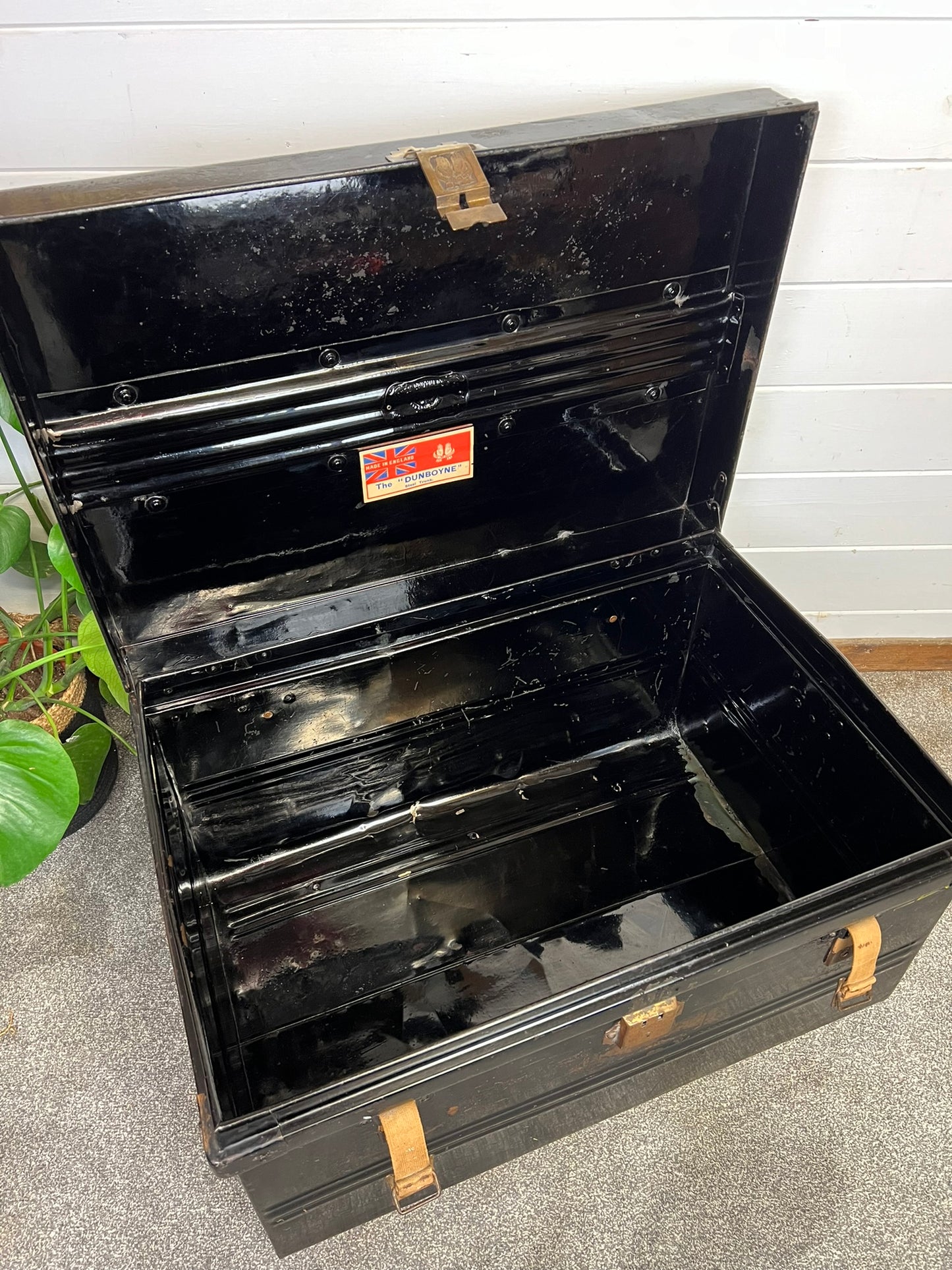 Vintage Jones Brother & Co Large Metal Travel Trunk Industrial Chest - Made in England