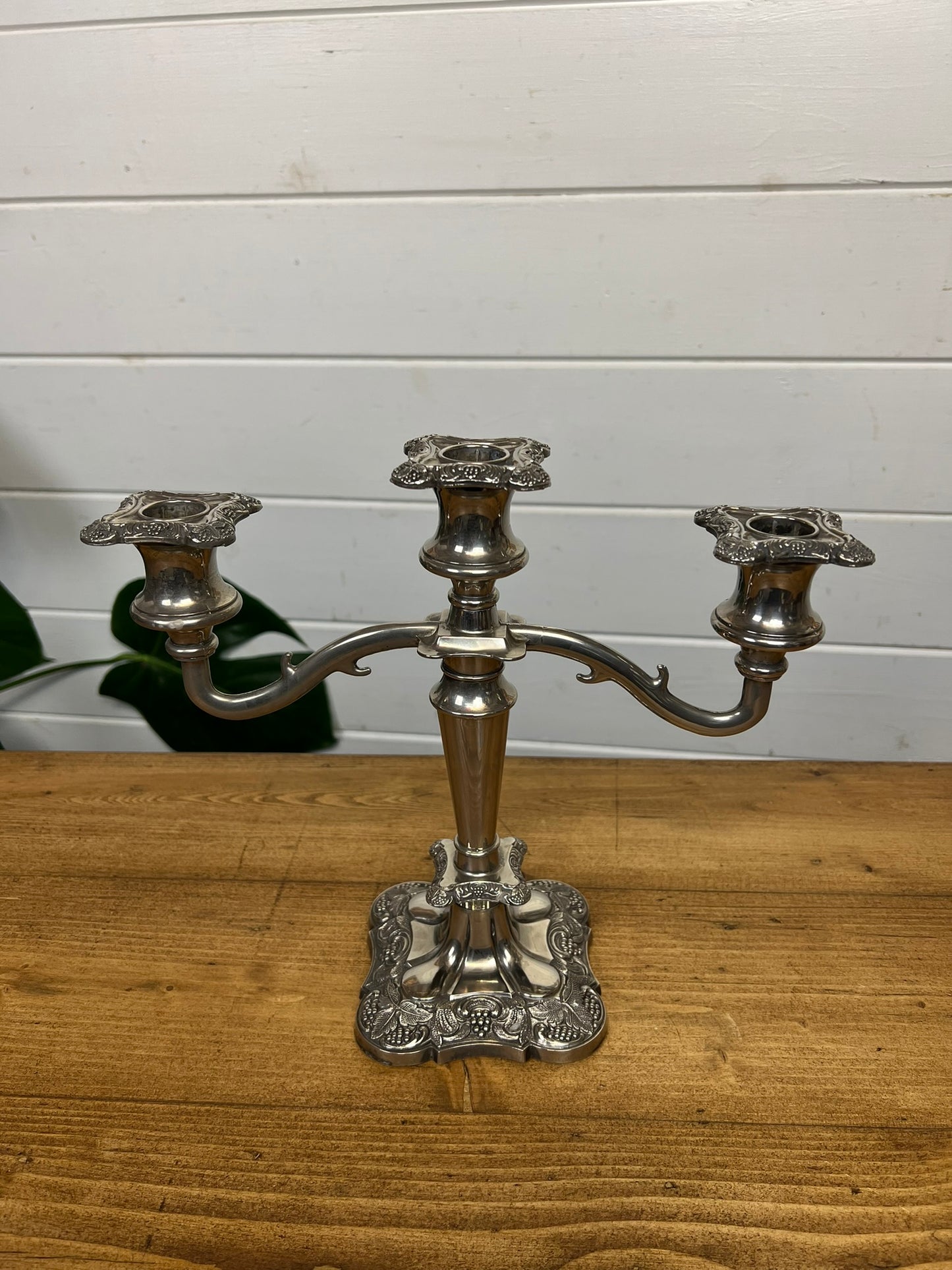 Vintage Silver Plate Candelabra Three Arm Decorative Candle Stick Holder