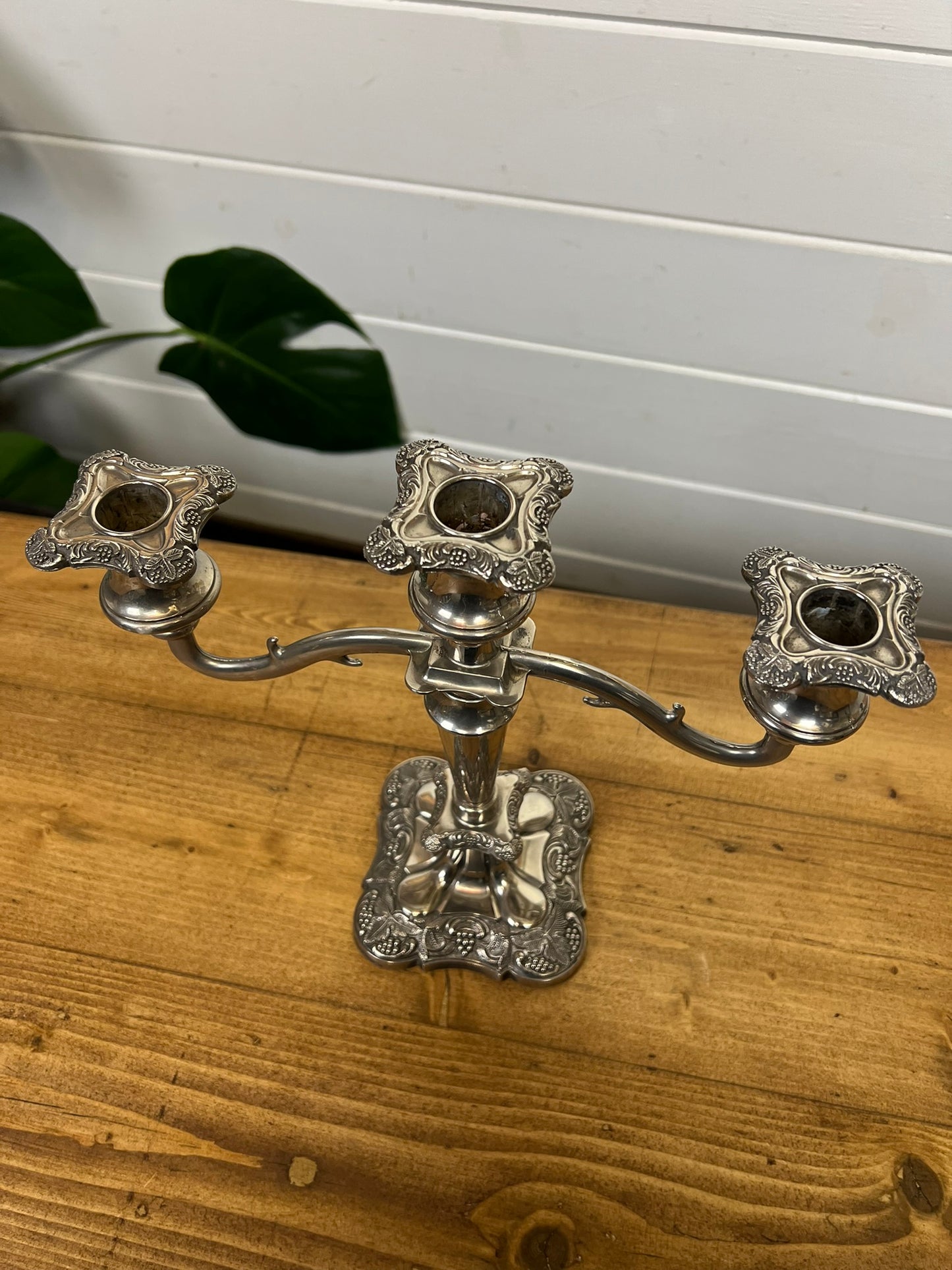 Vintage Silver Plate Candelabra Three Arm Decorative Candle Stick Holder
