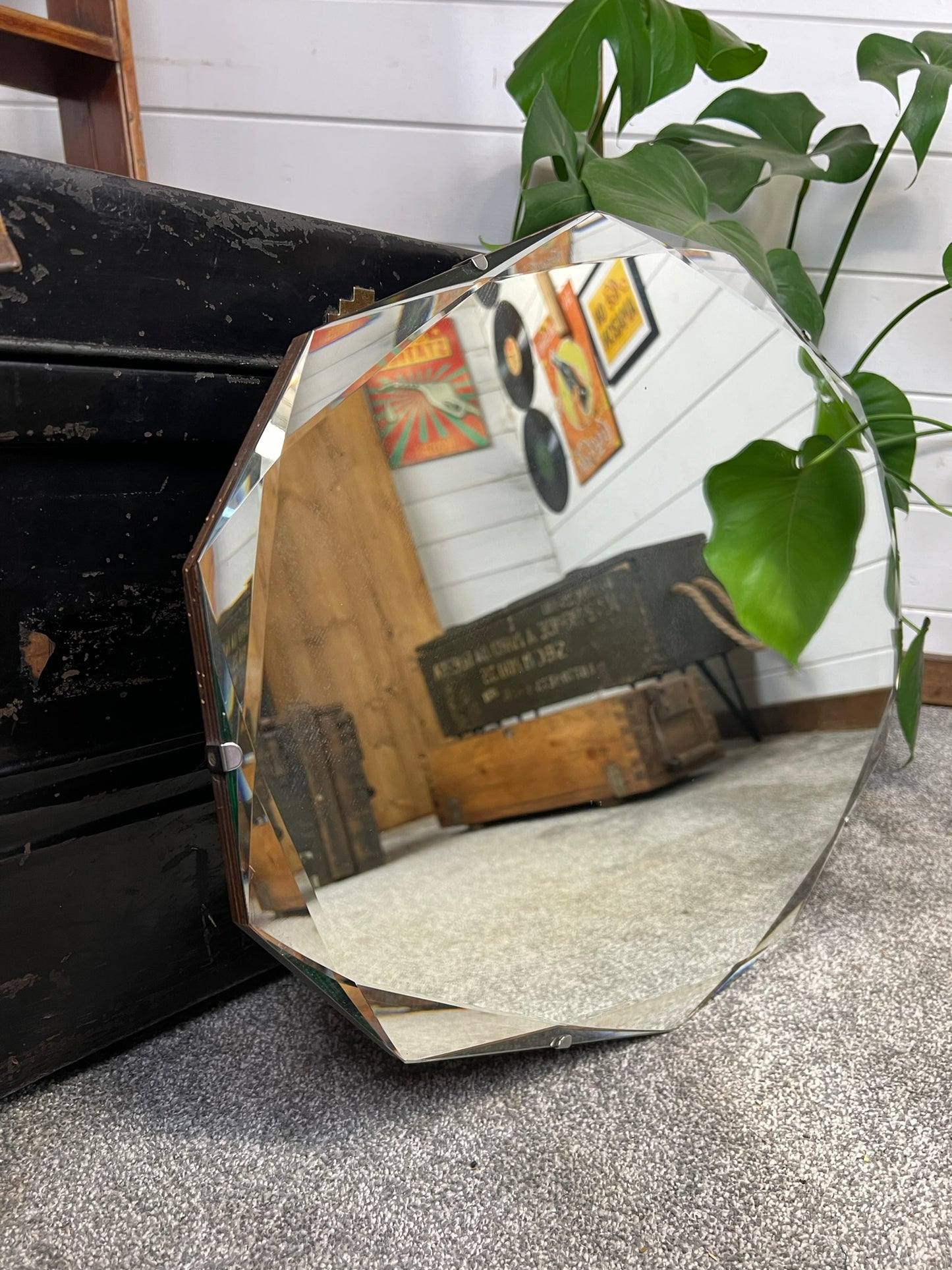 Vintage Frameless Wall Mirror Bevel Edge Boho Art Nouveau Retro Art Deco Home Decor