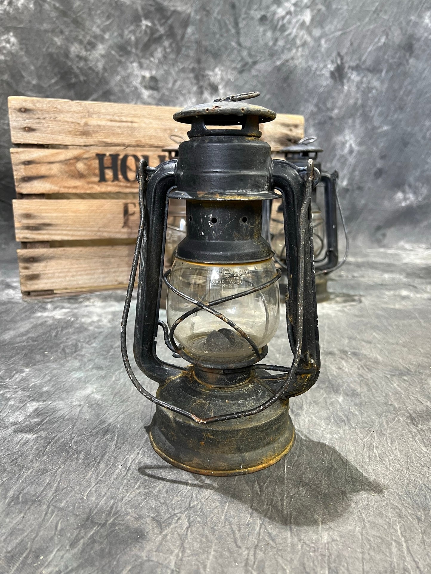 Vintage German Feuerhand Paraffin Oil Lantern Lamp Rustic Industrial Decor Display