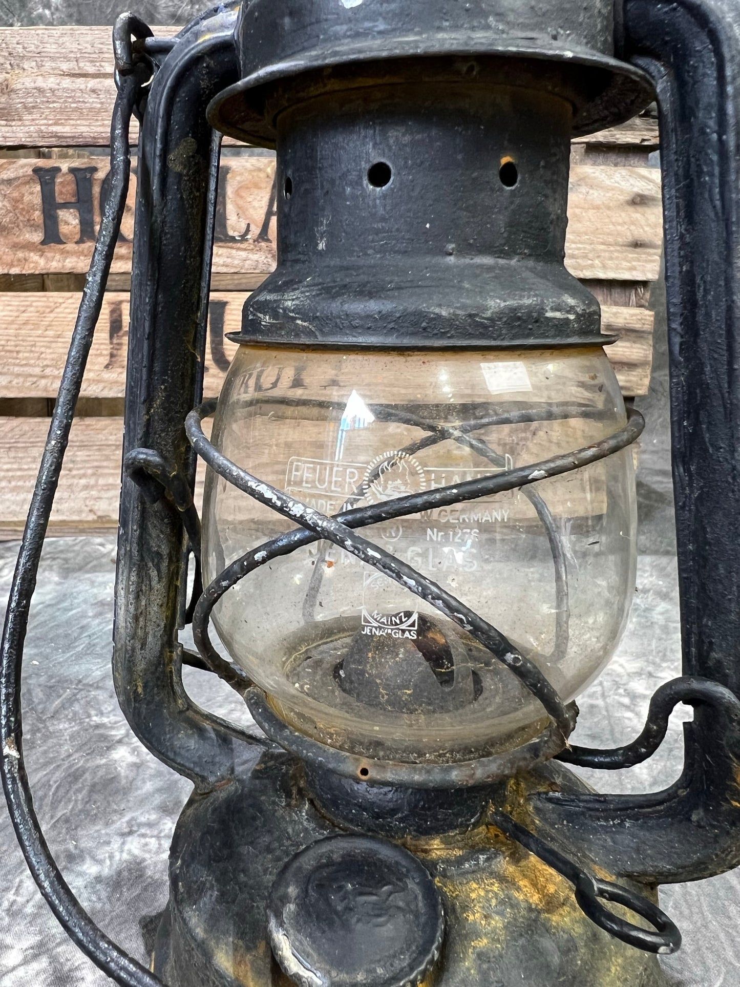 Vintage German Feuerhand Paraffin Oil Lantern Lamp Rustic Industrial Decor Display