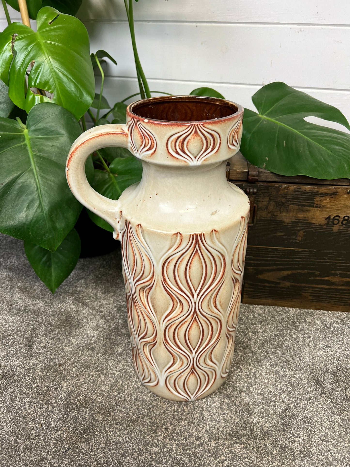 Vintage Scheurich 485-45 West Germany Pottery Large Ceramic Vase 1960/70's Mid-Century Boho Art Deco Interior
