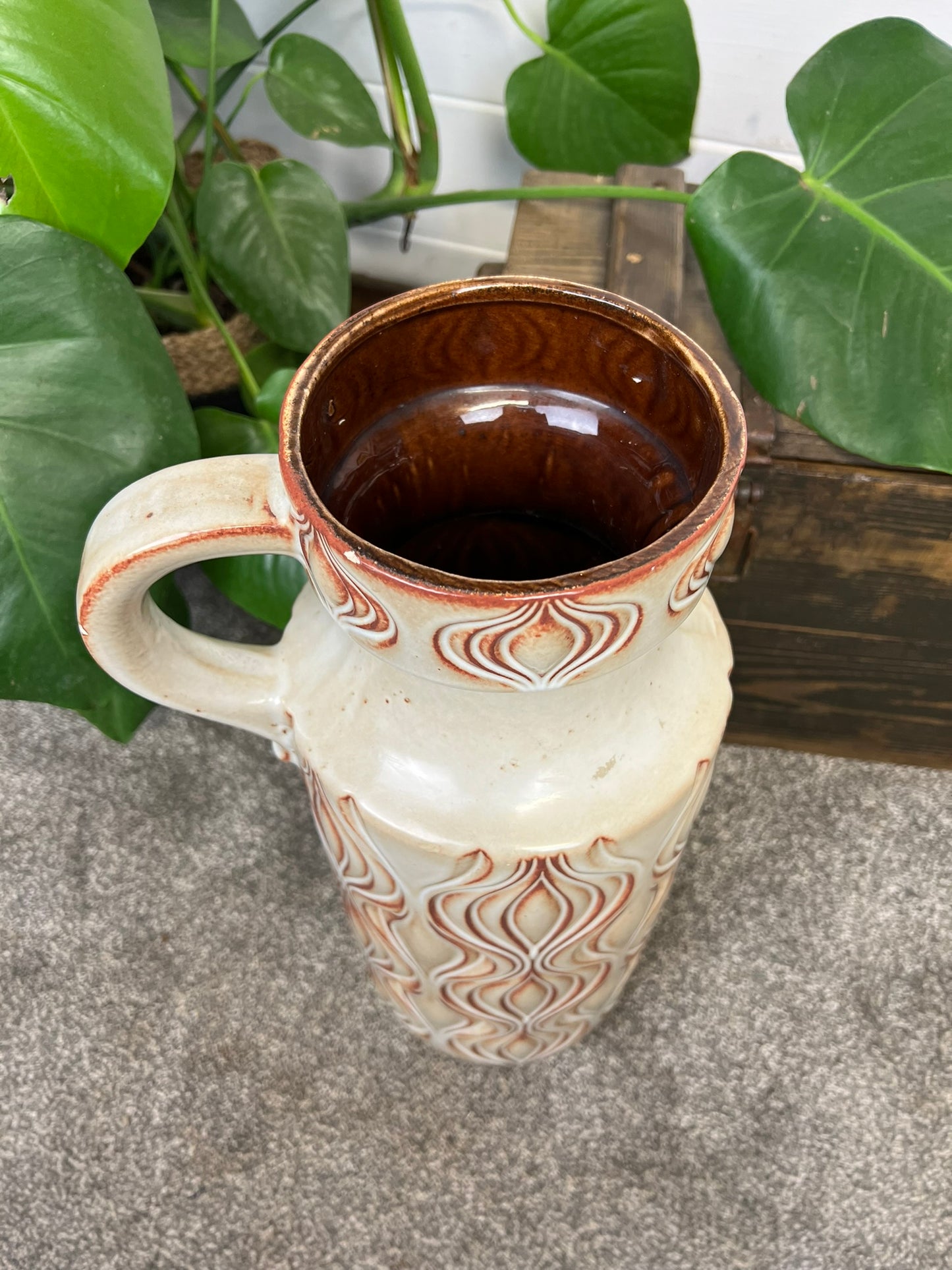Vintage Scheurich 485-45 West Germany Pottery Large Ceramic Vase 1960/70's Mid-Century Boho Art Deco Interior