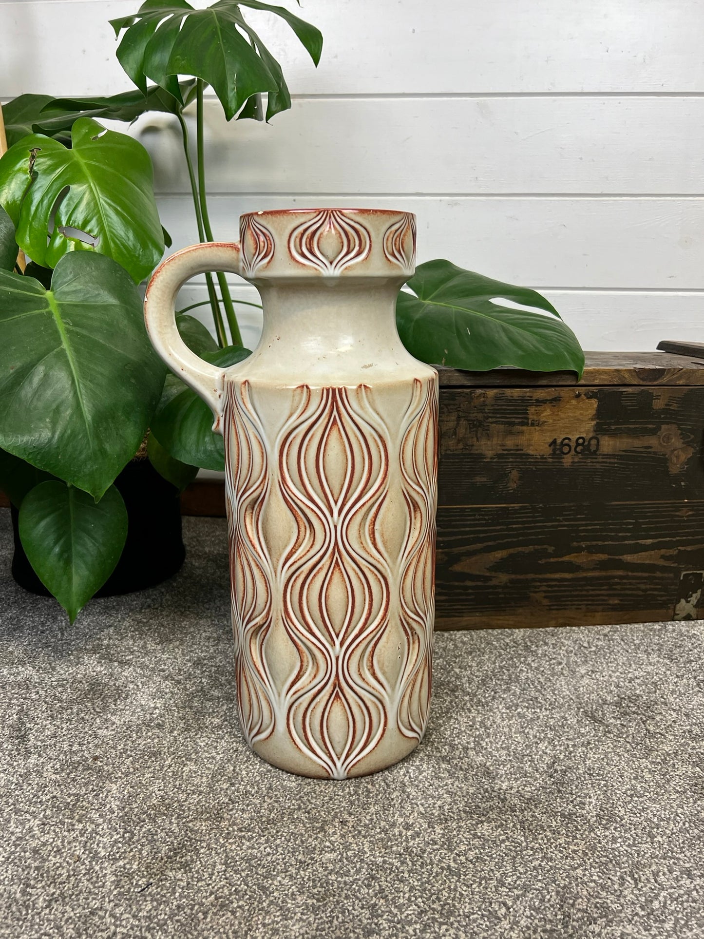 Vintage Scheurich 485-45 West Germany Pottery Large Ceramic Vase 1960/70's Mid-Century Boho Art Deco Interior