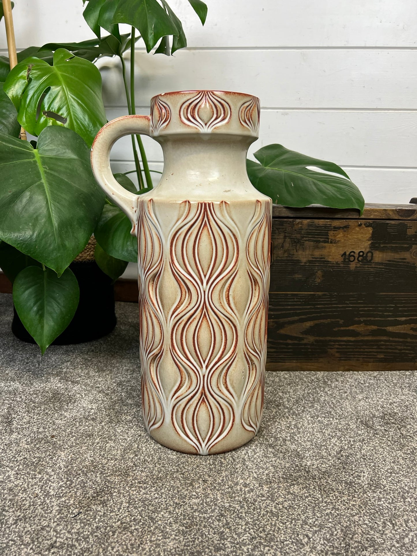 Vintage Scheurich 485-45 West Germany Pottery Large Ceramic Vase 1960/70's Mid-Century Boho Art Deco Interior