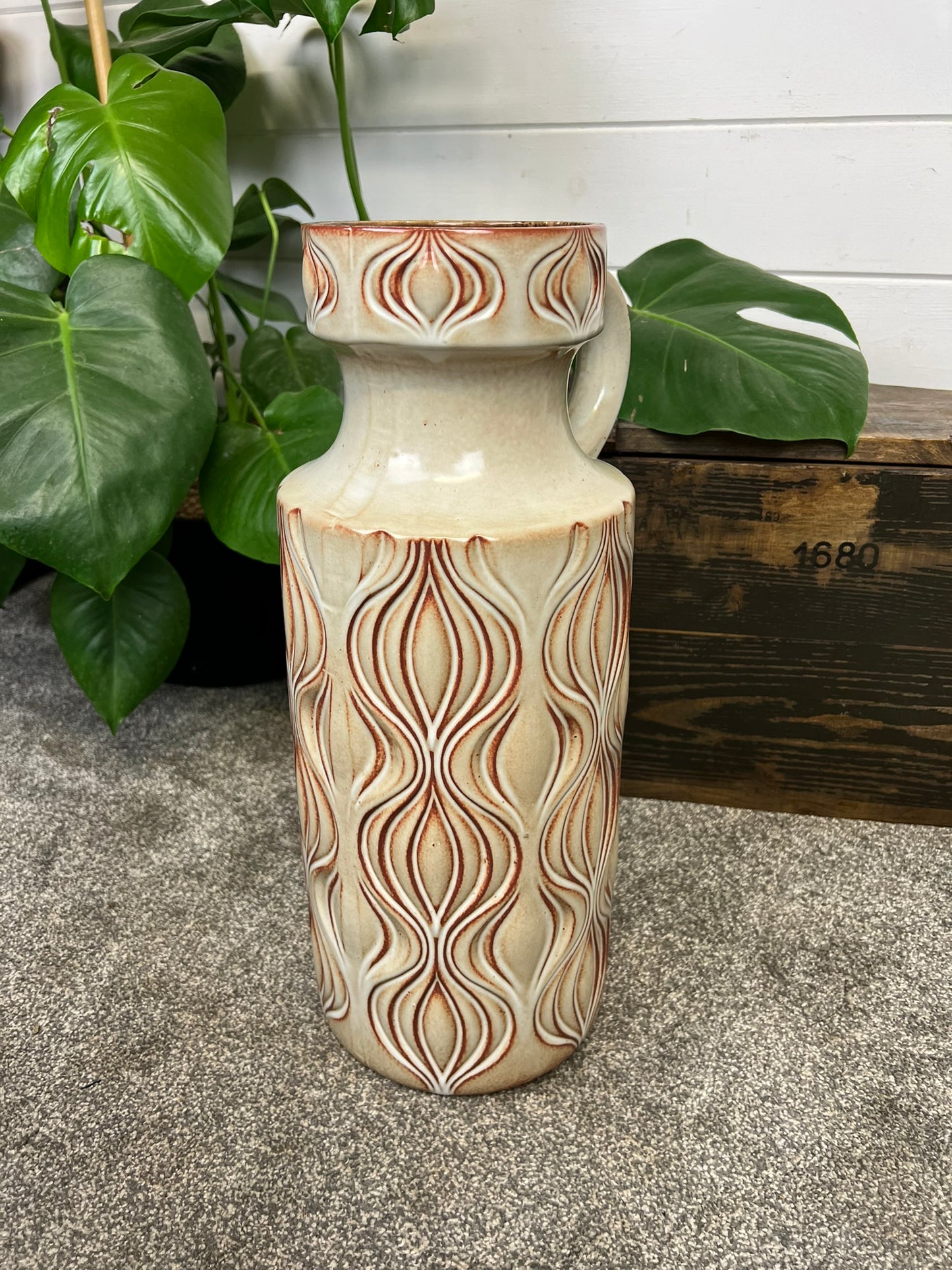 Vintage Scheurich 485-45 West Germany Pottery Large Ceramic Vase 1960/70's Mid-Century Boho Art Deco Interior