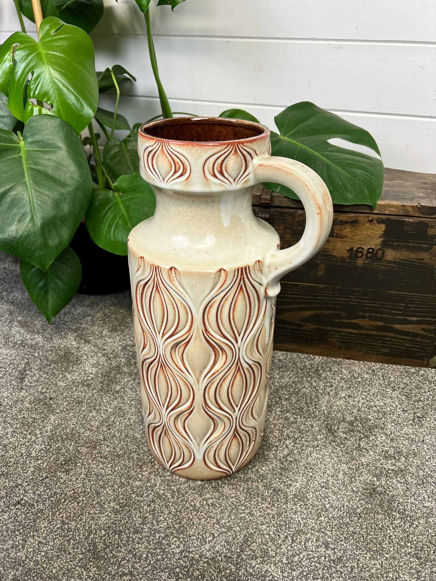 Vintage Scheurich 485-45 West Germany Pottery Large Ceramic Vase 1960/70's Mid-Century Boho Art Deco Interior