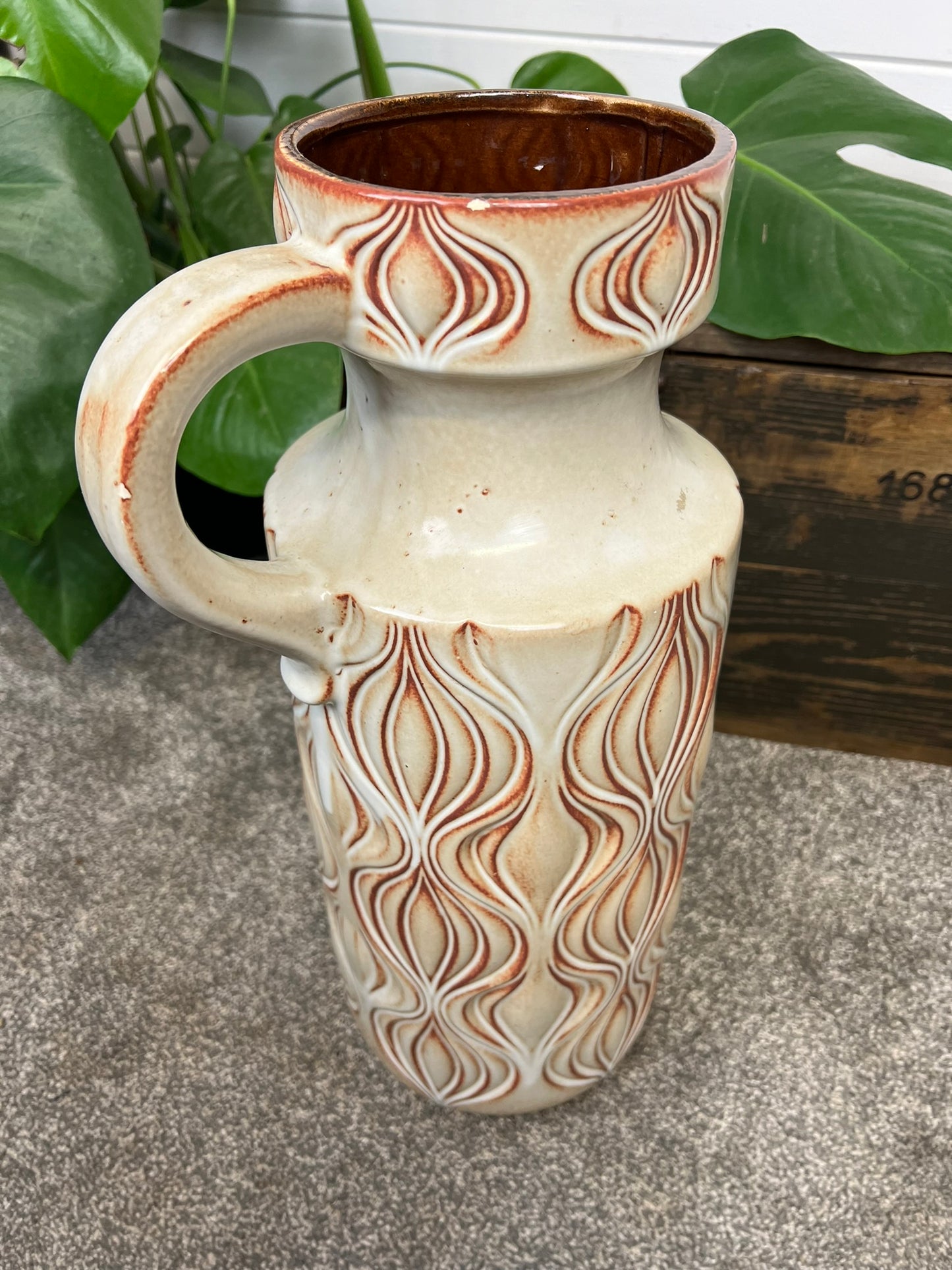 Vintage Scheurich 485-45 West Germany Pottery Large Ceramic Vase 1960/70's Mid-Century Boho Art Deco Interior