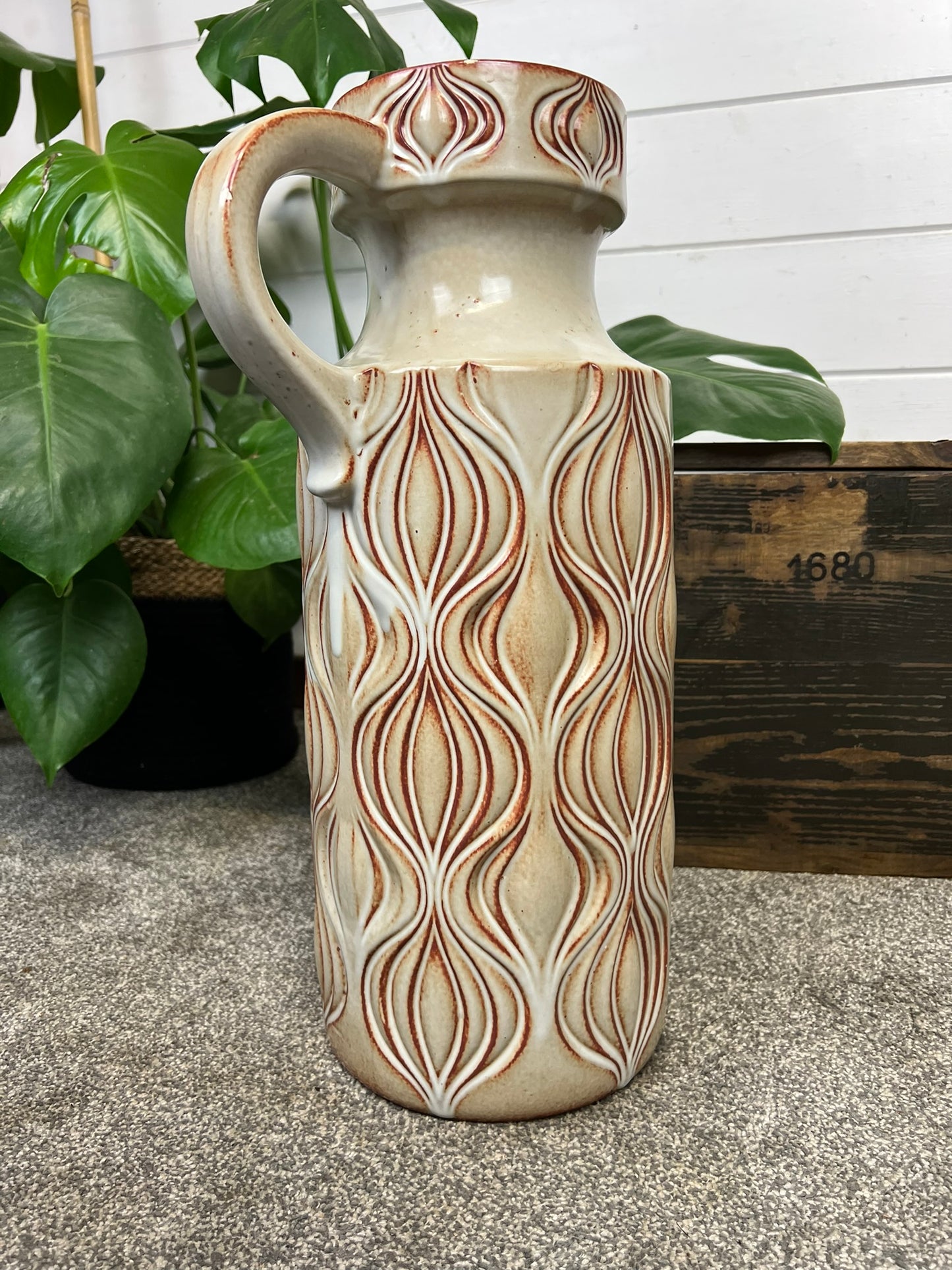 Vintage Scheurich 485-45 West Germany Pottery Large Ceramic Vase 1960/70's Mid-Century Boho Art Deco Interior