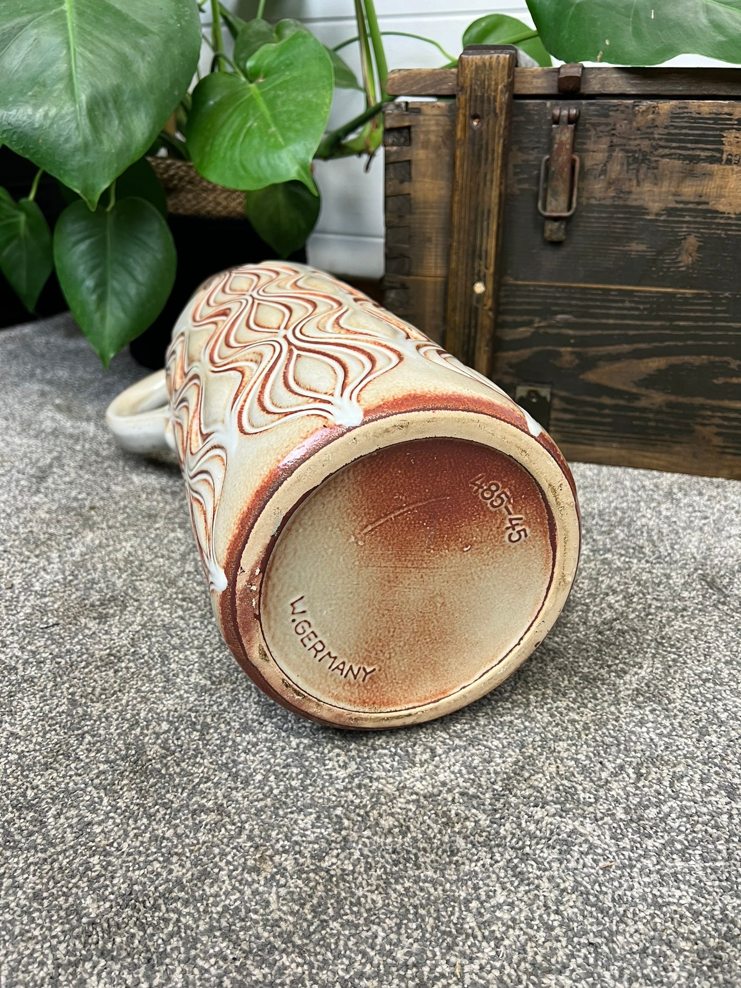Vintage Scheurich 485-45 West Germany Pottery Large Ceramic Vase 1960/70's Mid-Century Boho Art Deco Interior