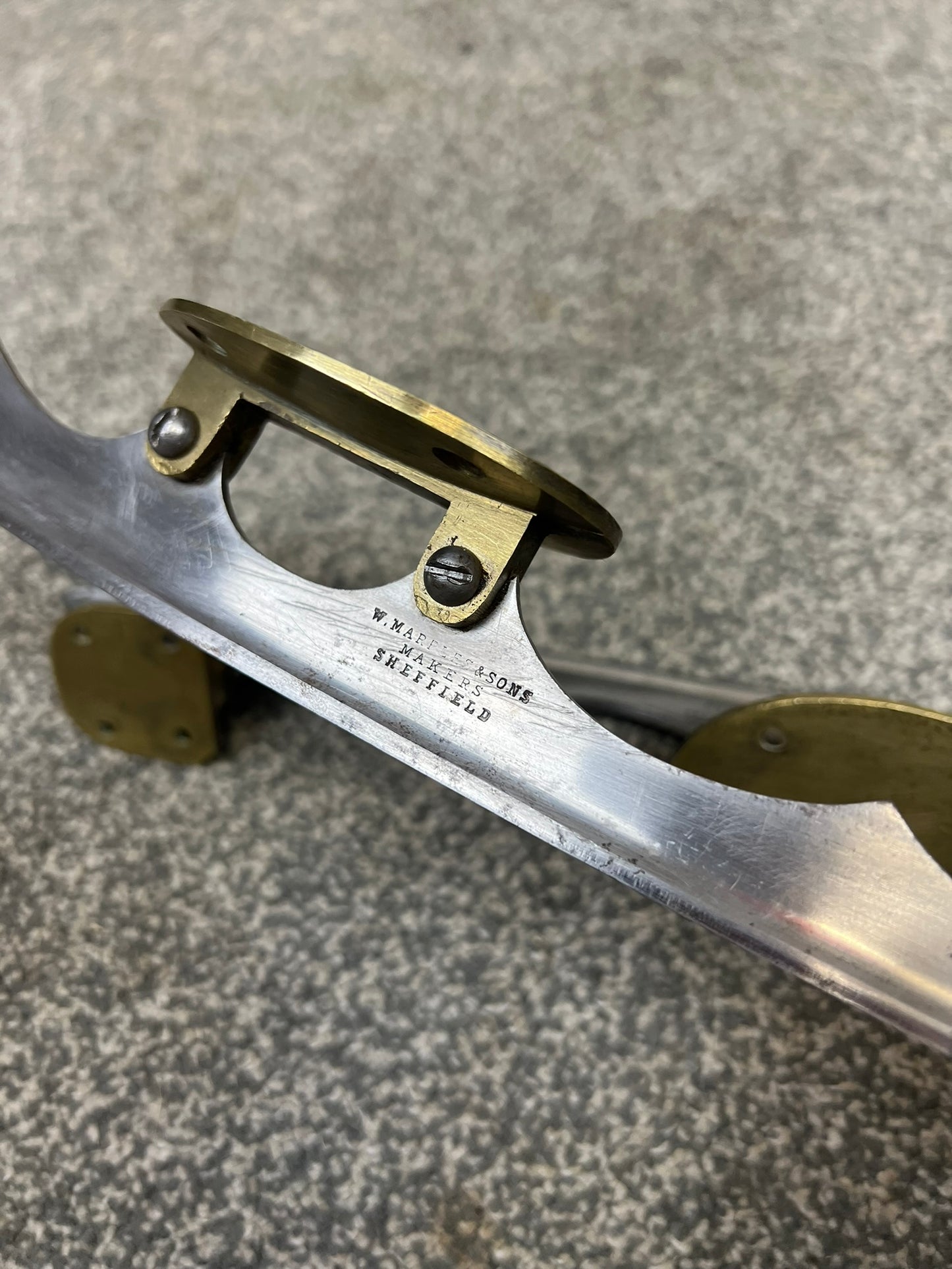Antique Brass / Steel Ice Skate Blades Made In Sheffield By W Marples & Sons Early 20th Century