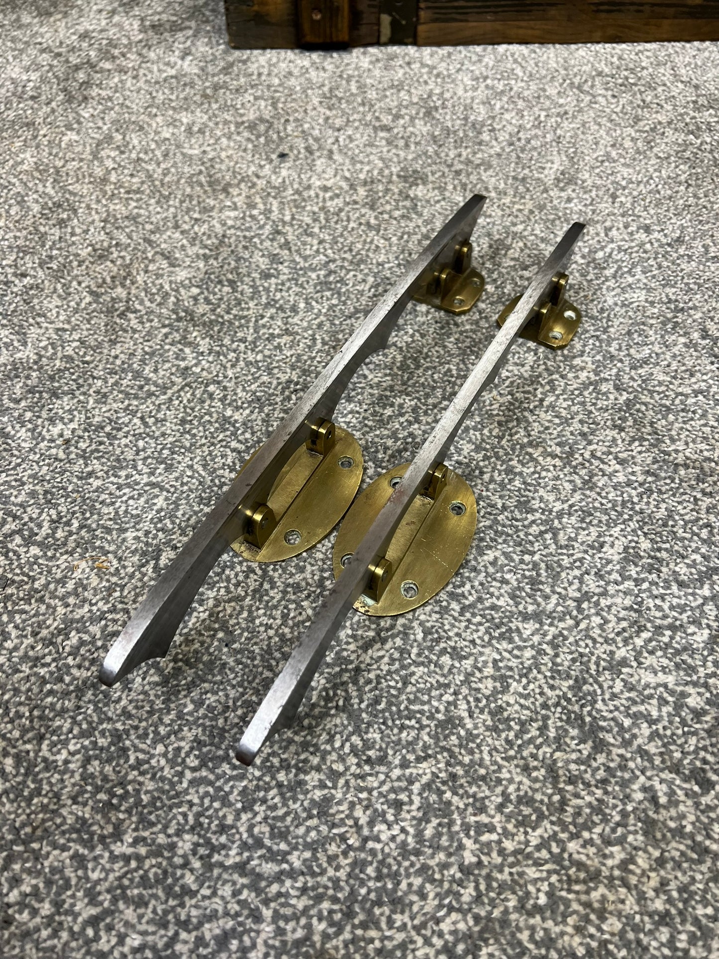 Antique Brass / Steel Ice Skate Blades Made In Sheffield By W Marples & Sons Early 20th Century