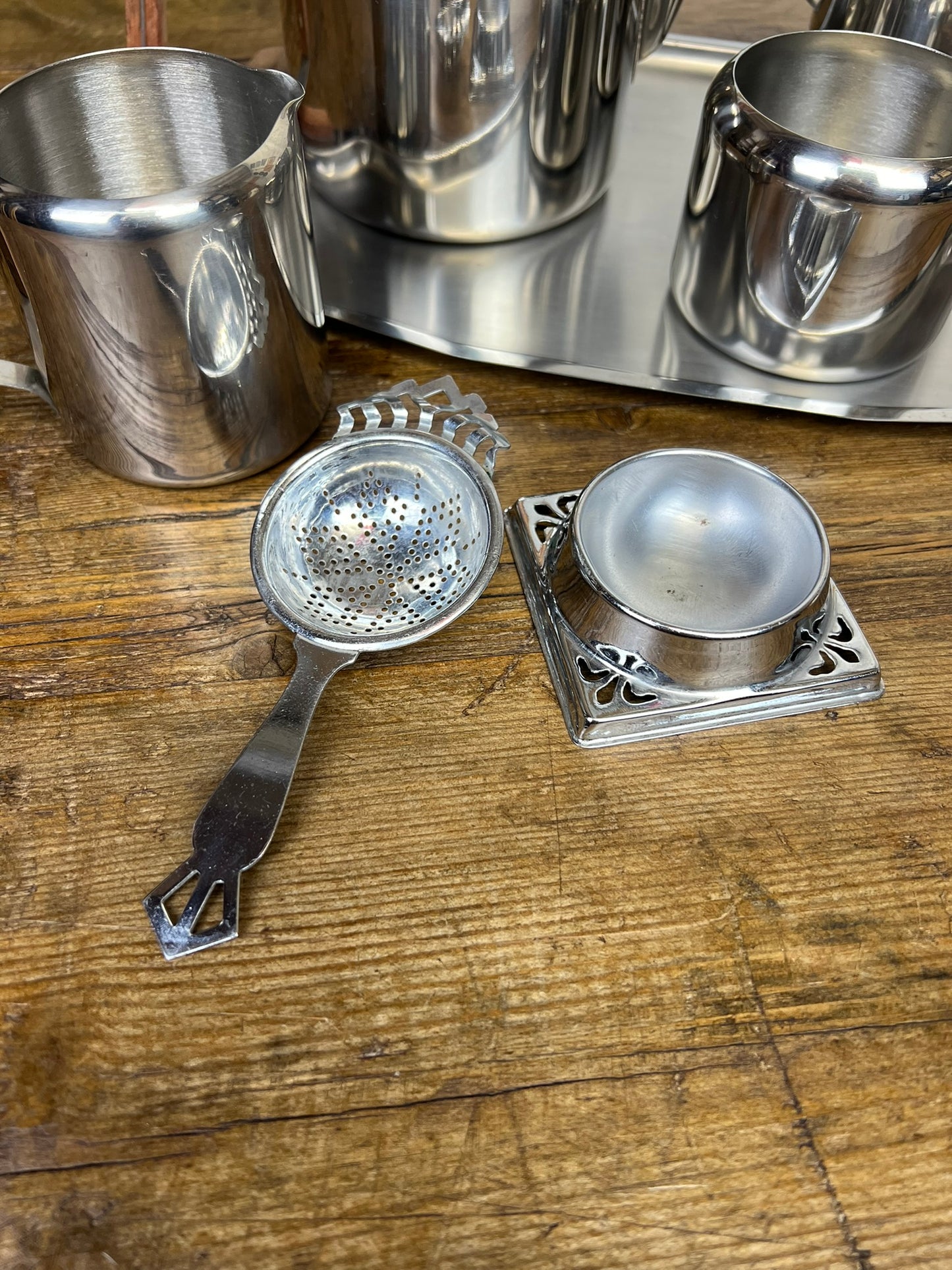 Vintage Mid Century 6 Piece Stainless Steel Tea Service Coffee Service