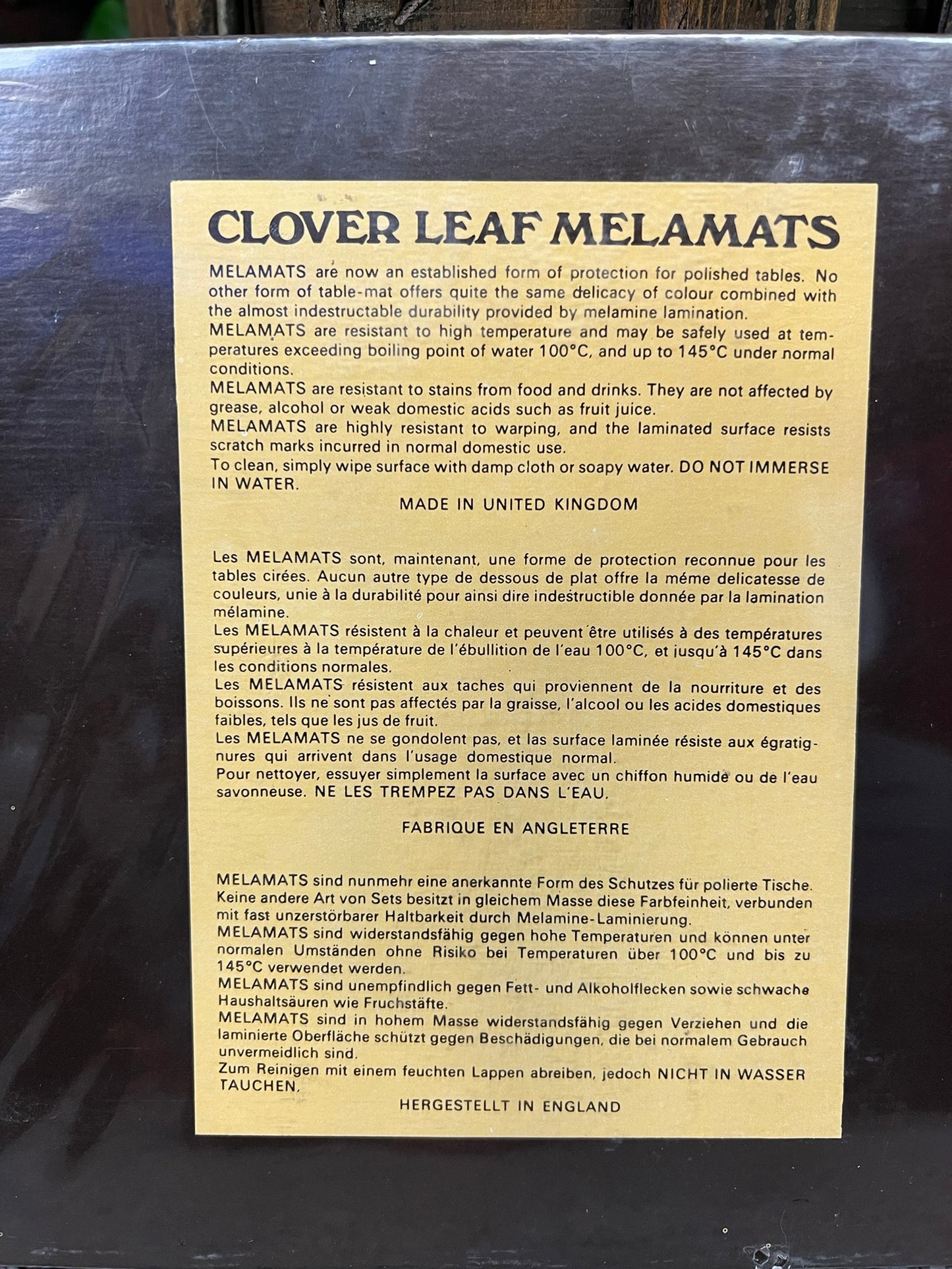 4x Vintage Clover Leaf Melamats 1960's 70's Placemats Table Mats Mid Century Retro Kitchen