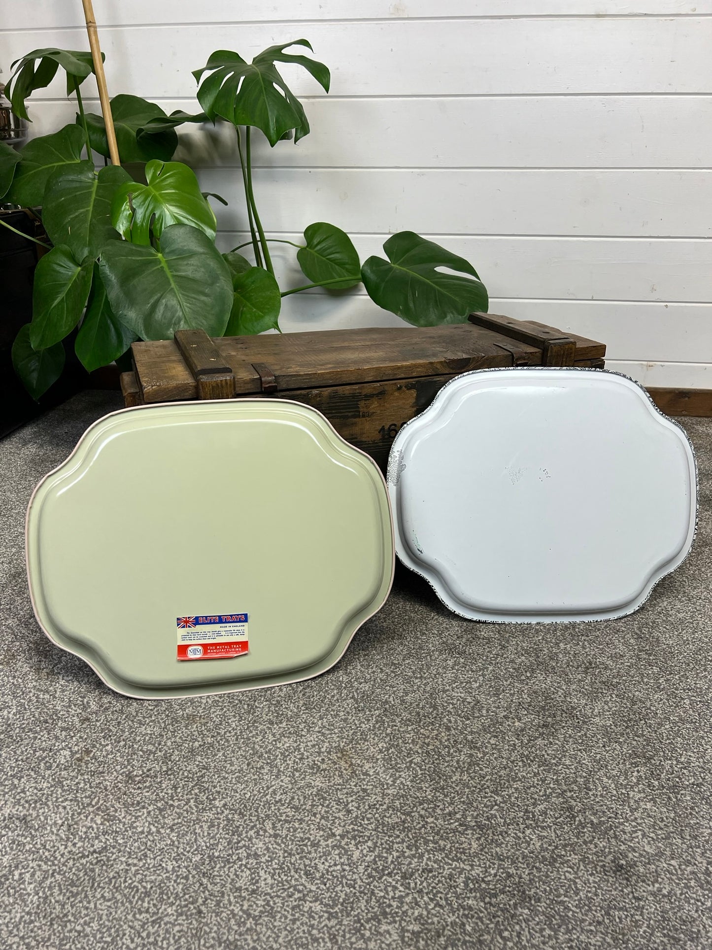 2x Vintage Floral Metal Trays "Elite" Trays 50's 60's Retro Made in England