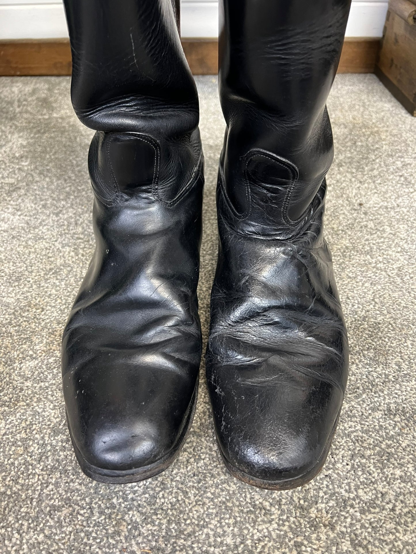 Vintage Men's Black Leather Riding Boots Collectible Equestrian Display