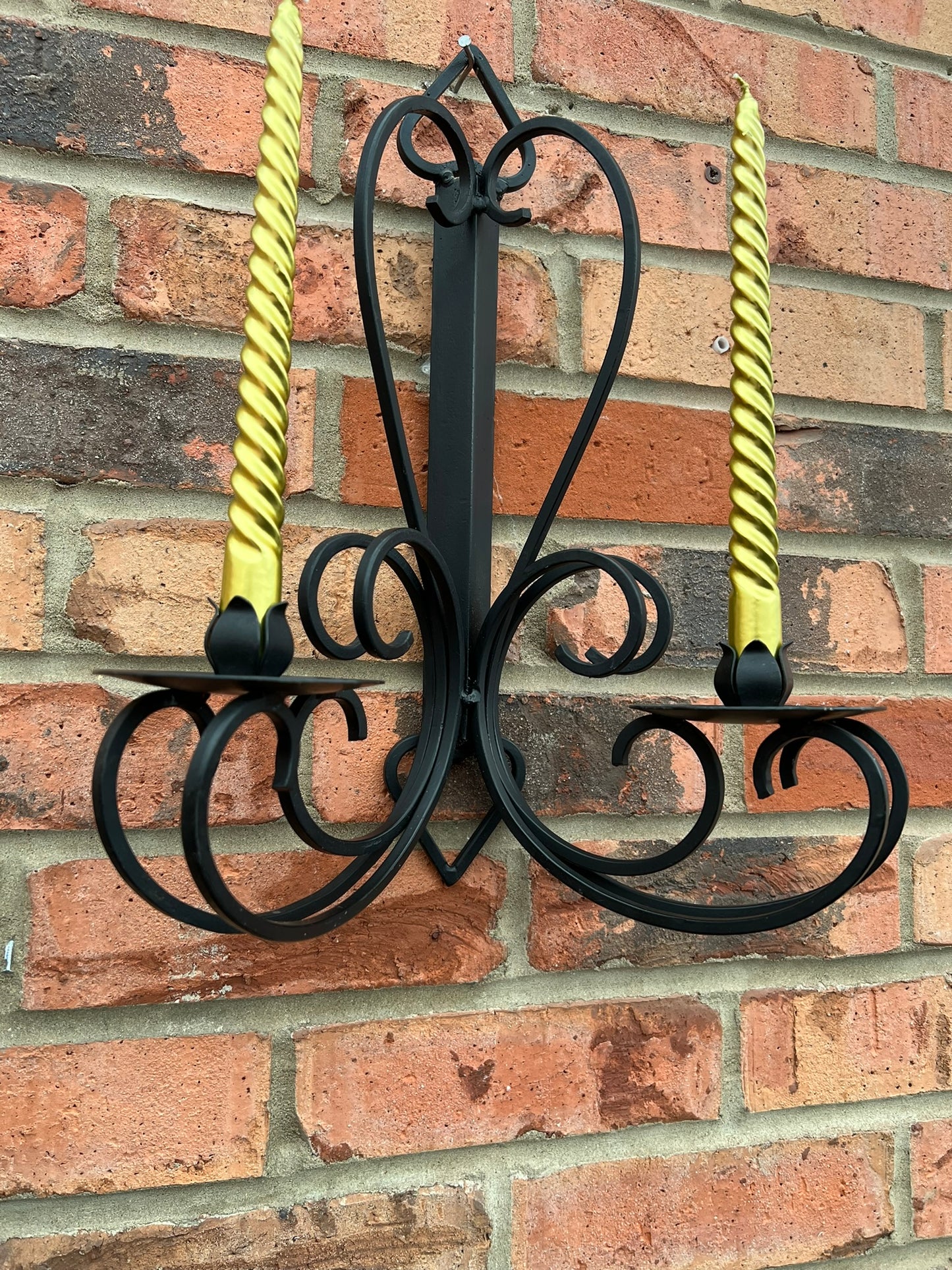 Wrought Iron Wall Sconce Candlestick Holder Black Ornate Gothic Home Decor