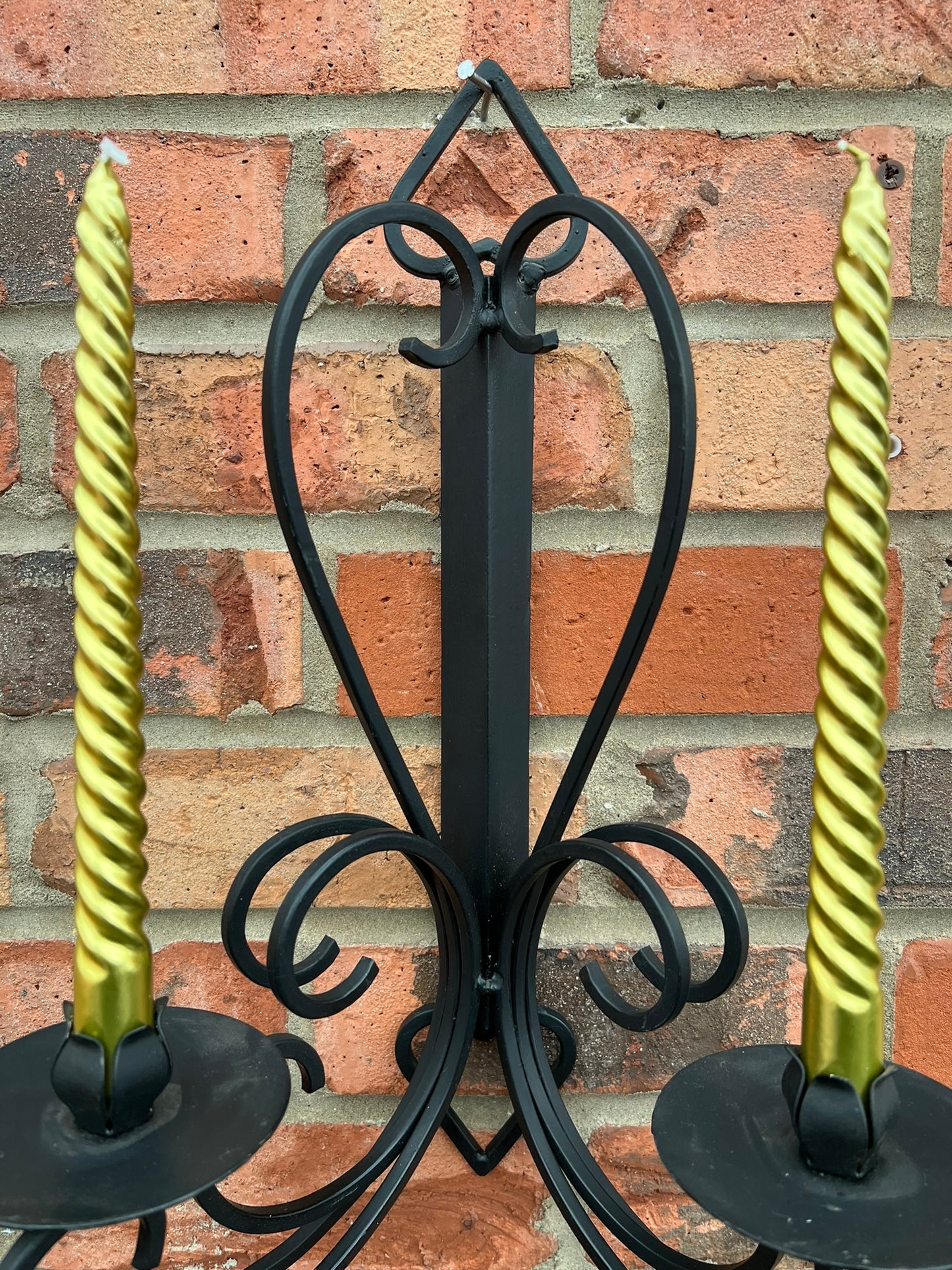 Wrought Iron Wall Sconce Candlestick Holder Black Ornate Gothic Home Decor