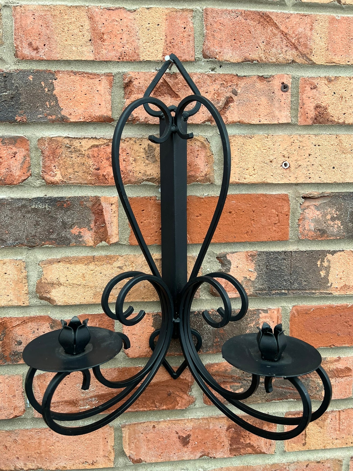Wrought Iron Wall Sconce Candlestick Holder Black Ornate Gothic Home Decor