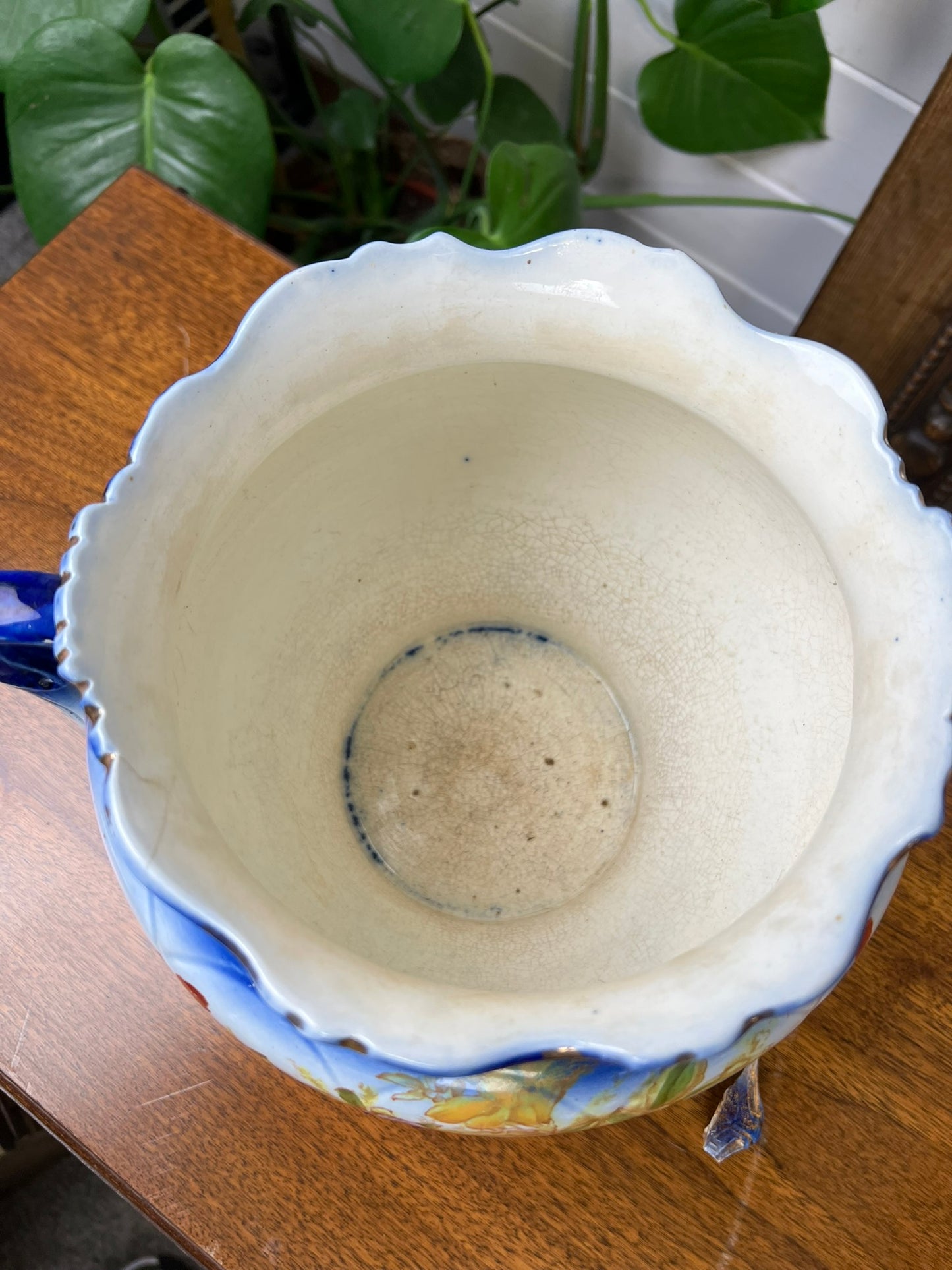 Antique Japonica Pottery Decorative Jardiniere Vintage Floral Pot