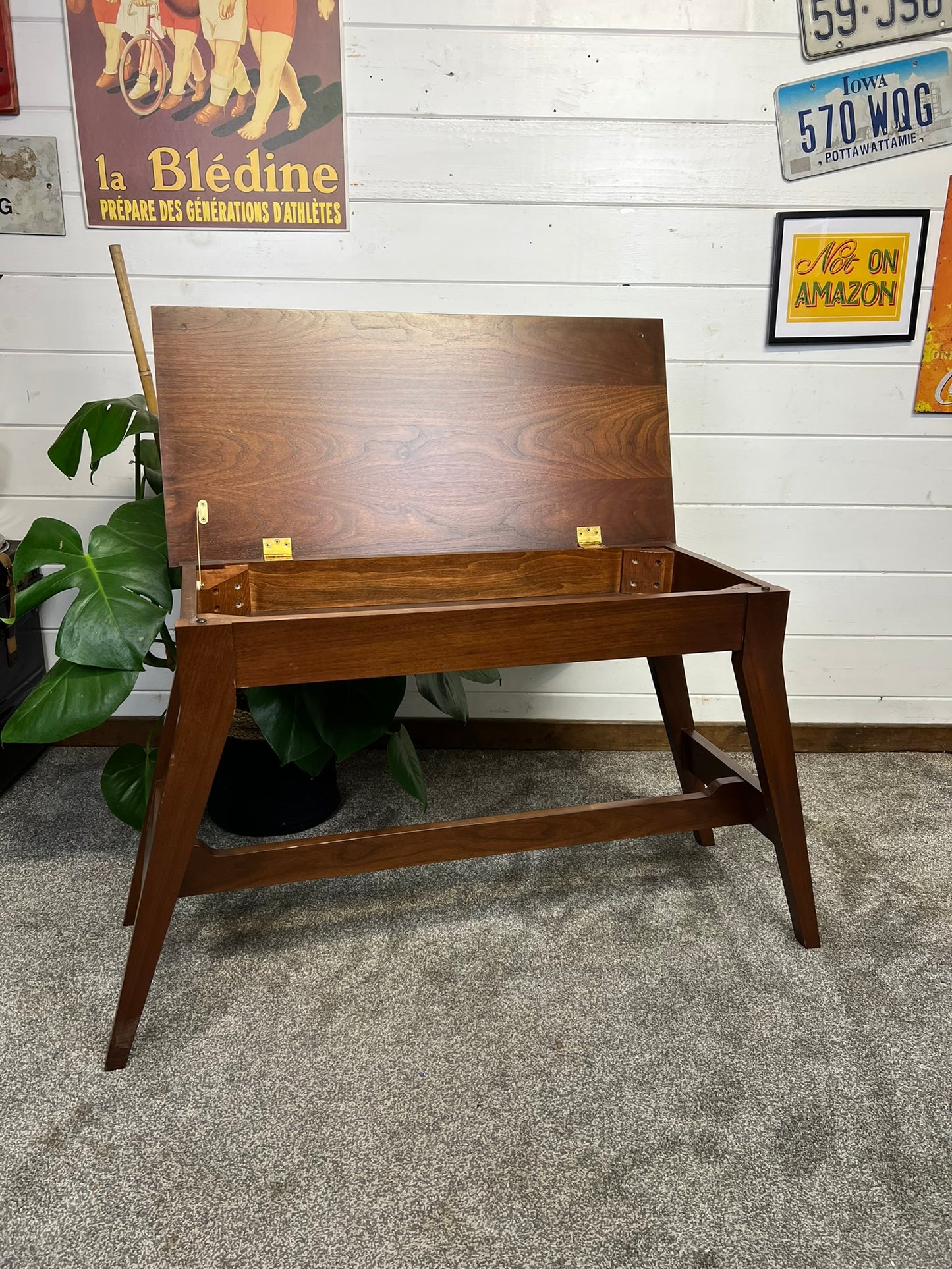 Vintage Duet Piano Stool Mid Century Modern Window Seat With Storage