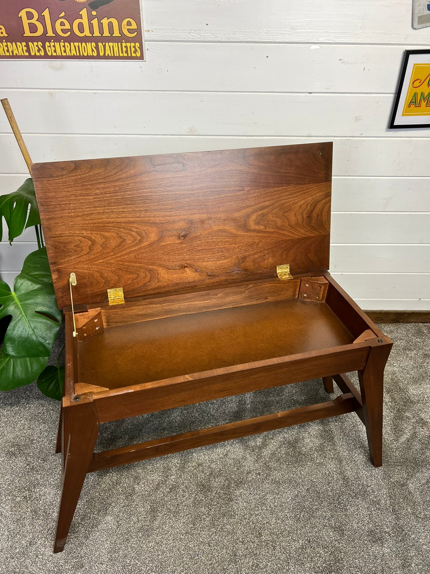 Vintage Duet Piano Stool Mid Century Modern Window Seat With Storage