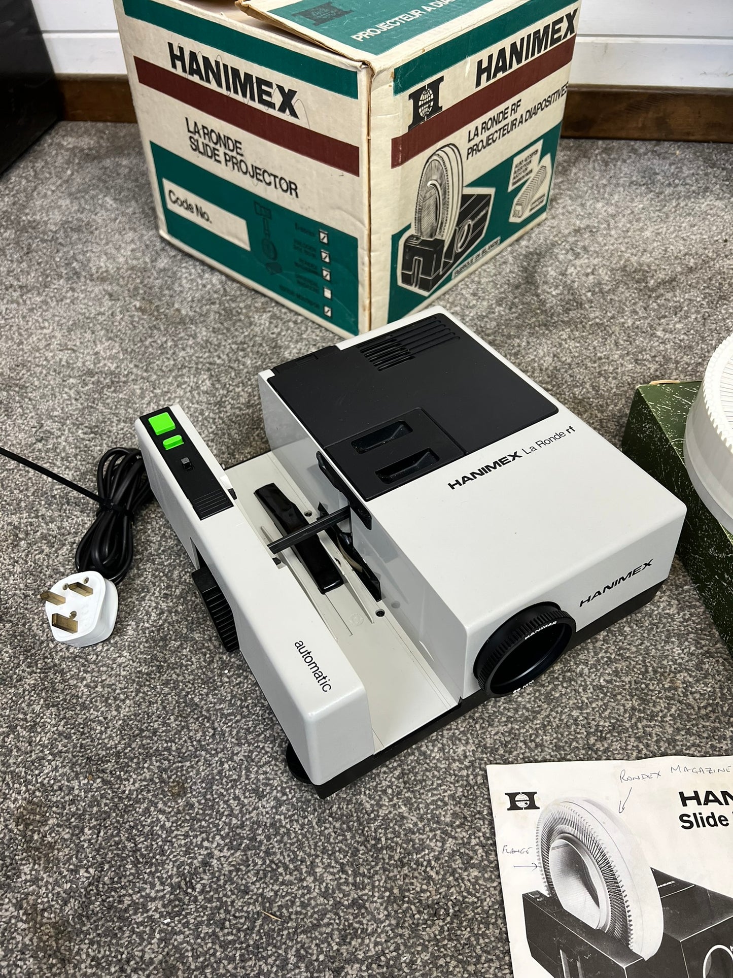 Vintage Hanimex La Ronde RF Slide Projector With Carousel & Box 50's Retro Decor