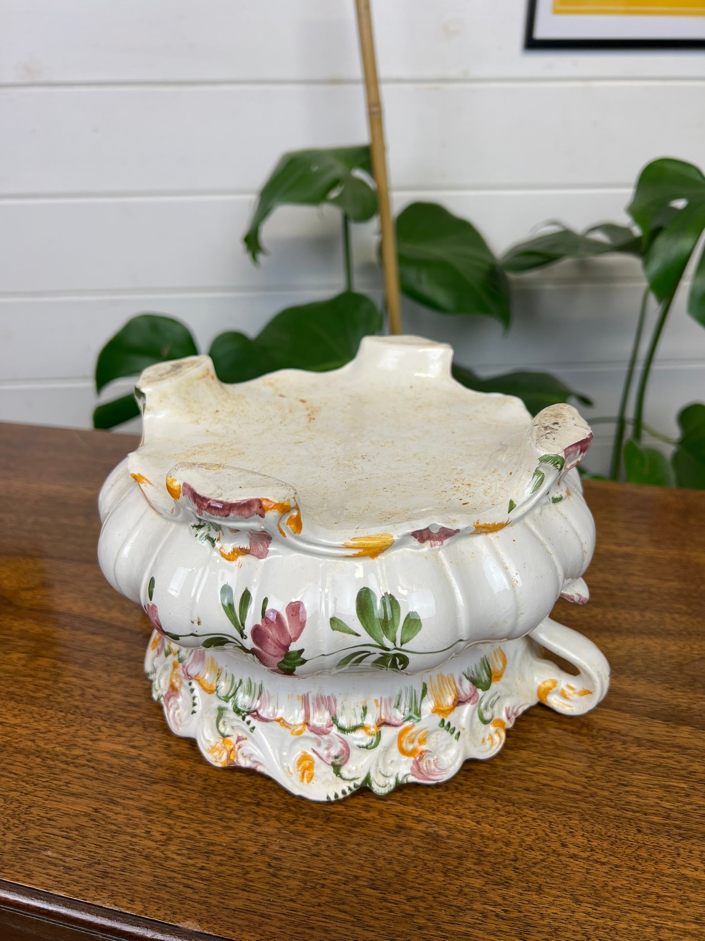 4 Legged Ceramic Floral Pot Bowl Vintage Decor Flower Pot Planter