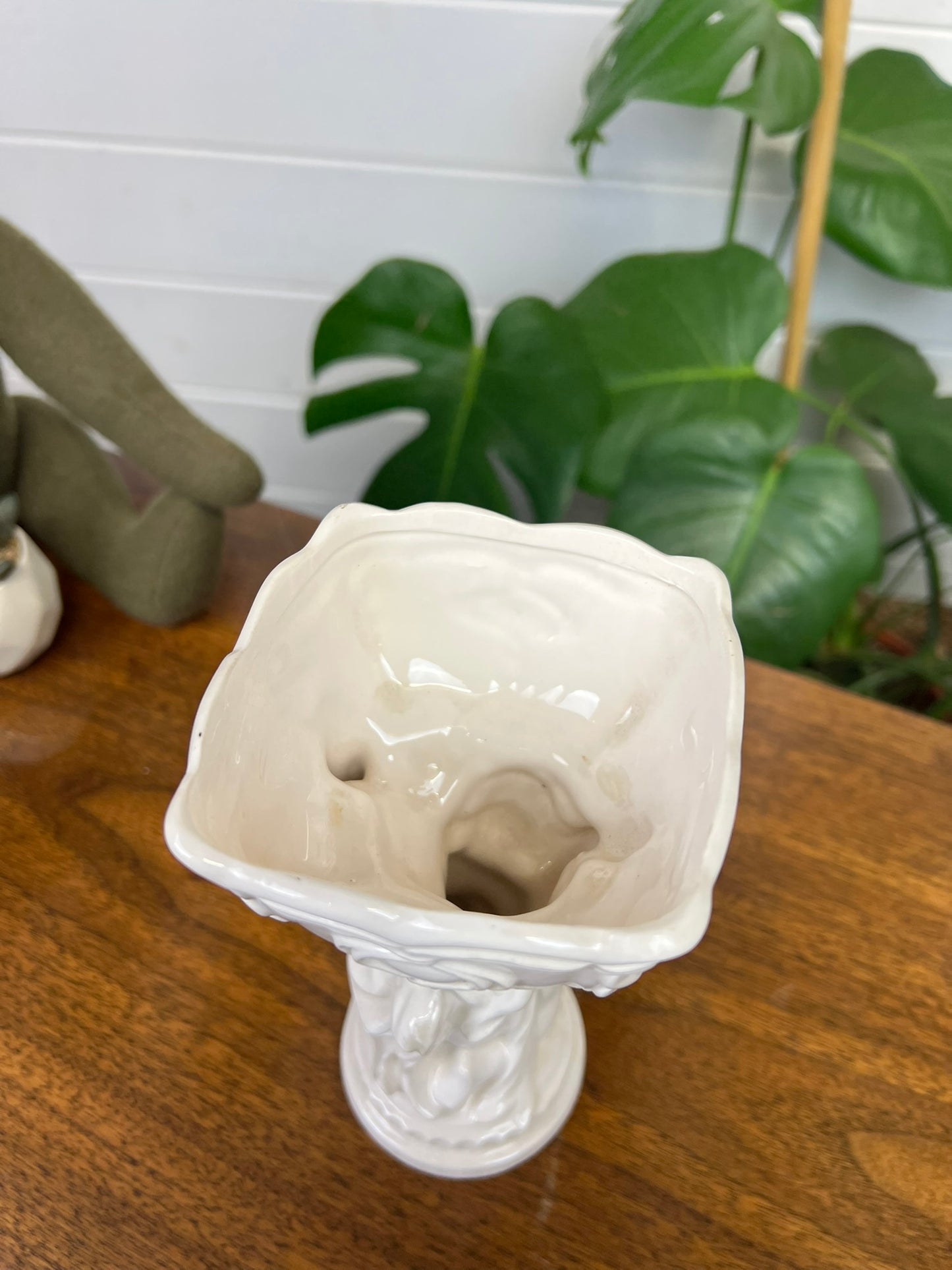 Vintage Relpo Ceramic Cherub Pedestal Planter Decorative Boho Country Small Flower Pot