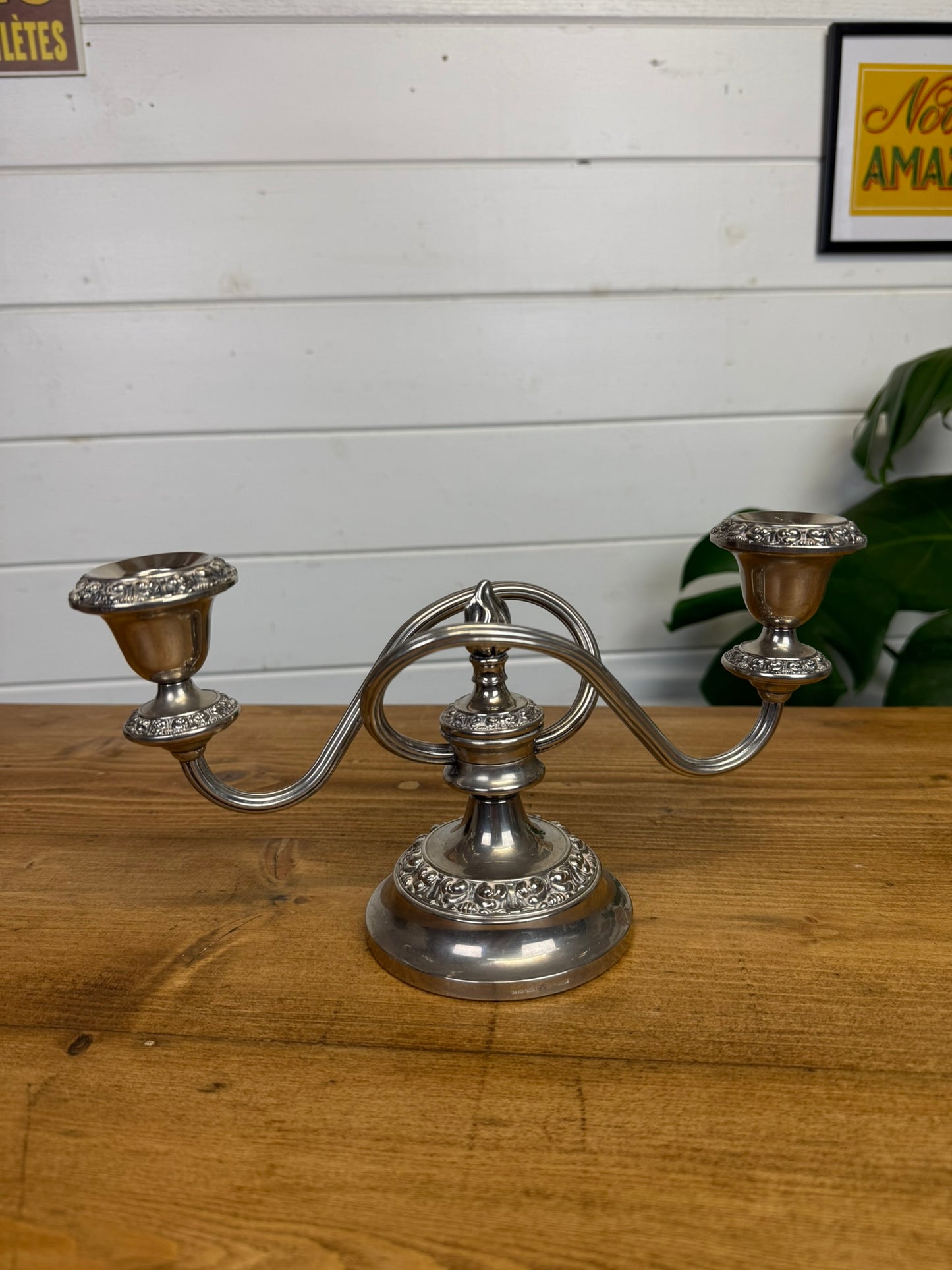 Vintage Silver Plate Ianthe Candelabra Decorative Art Deco Candle Stick Holder