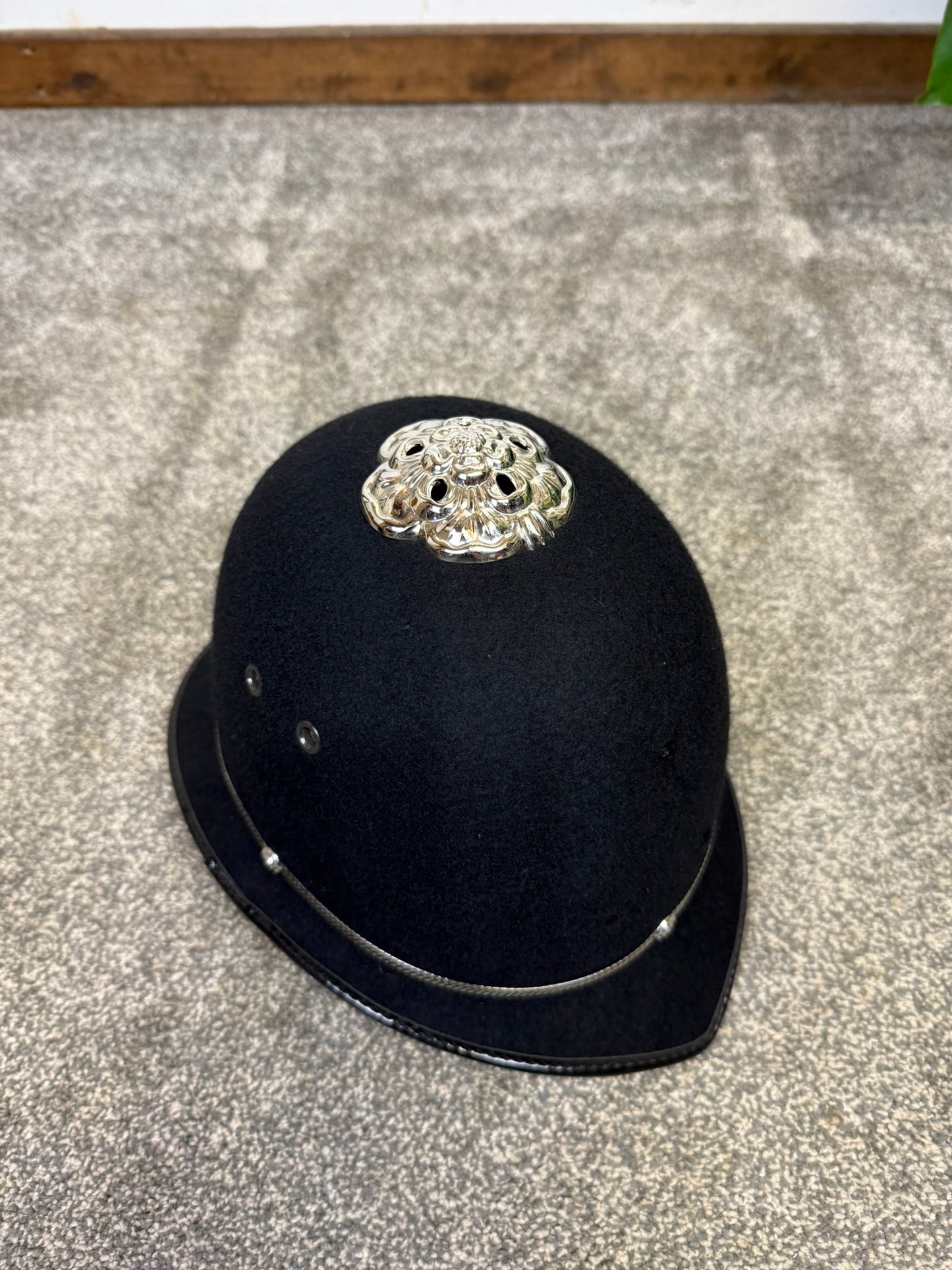 Ex British Police Rose Top Bobby Helmet 57cm Custodian Hat Collectors Display