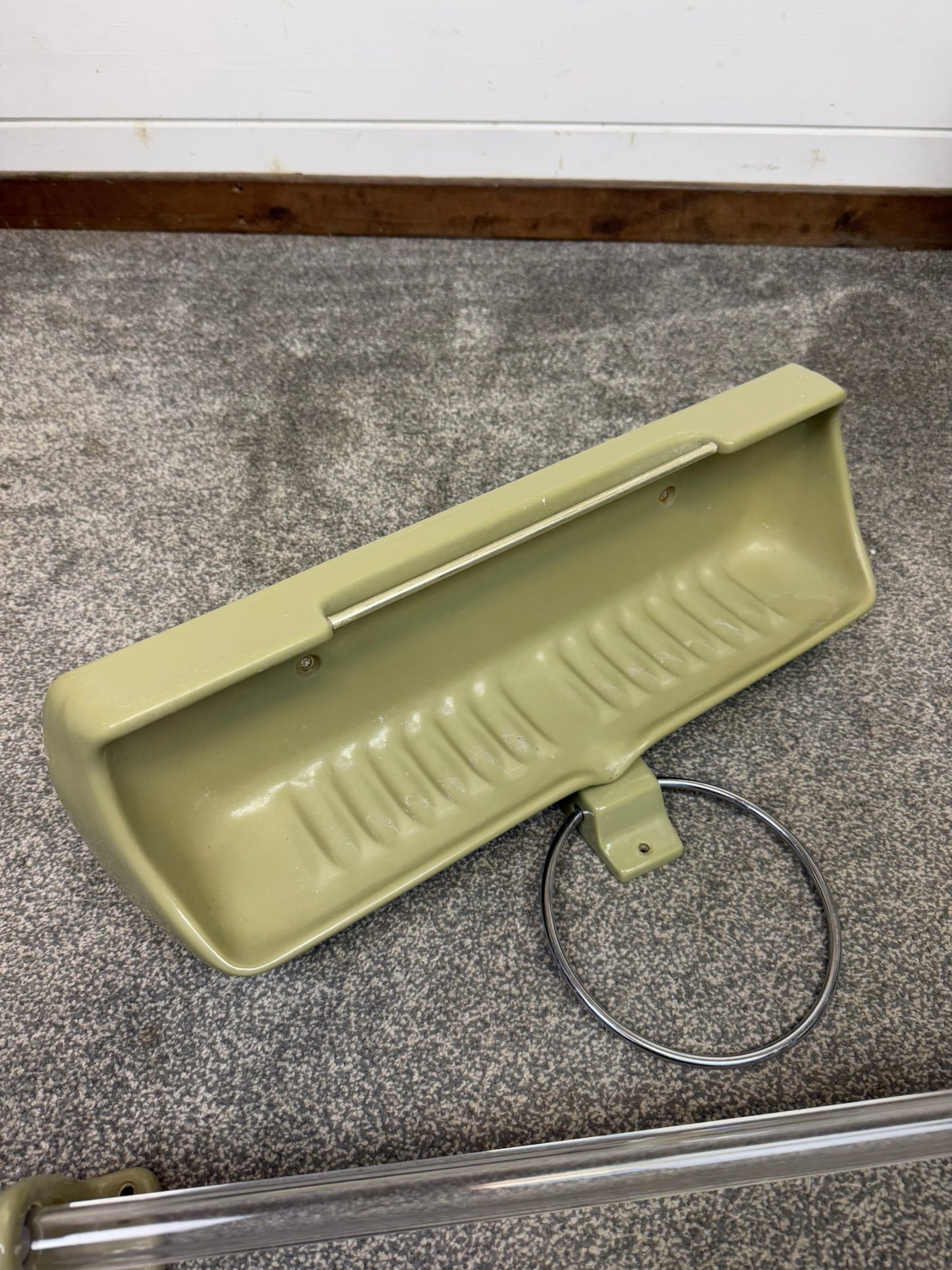 Vintage Avocado Bathroom Suite Set Retro 1970's Bath Rack Towel Rail Toilet Roll Holder