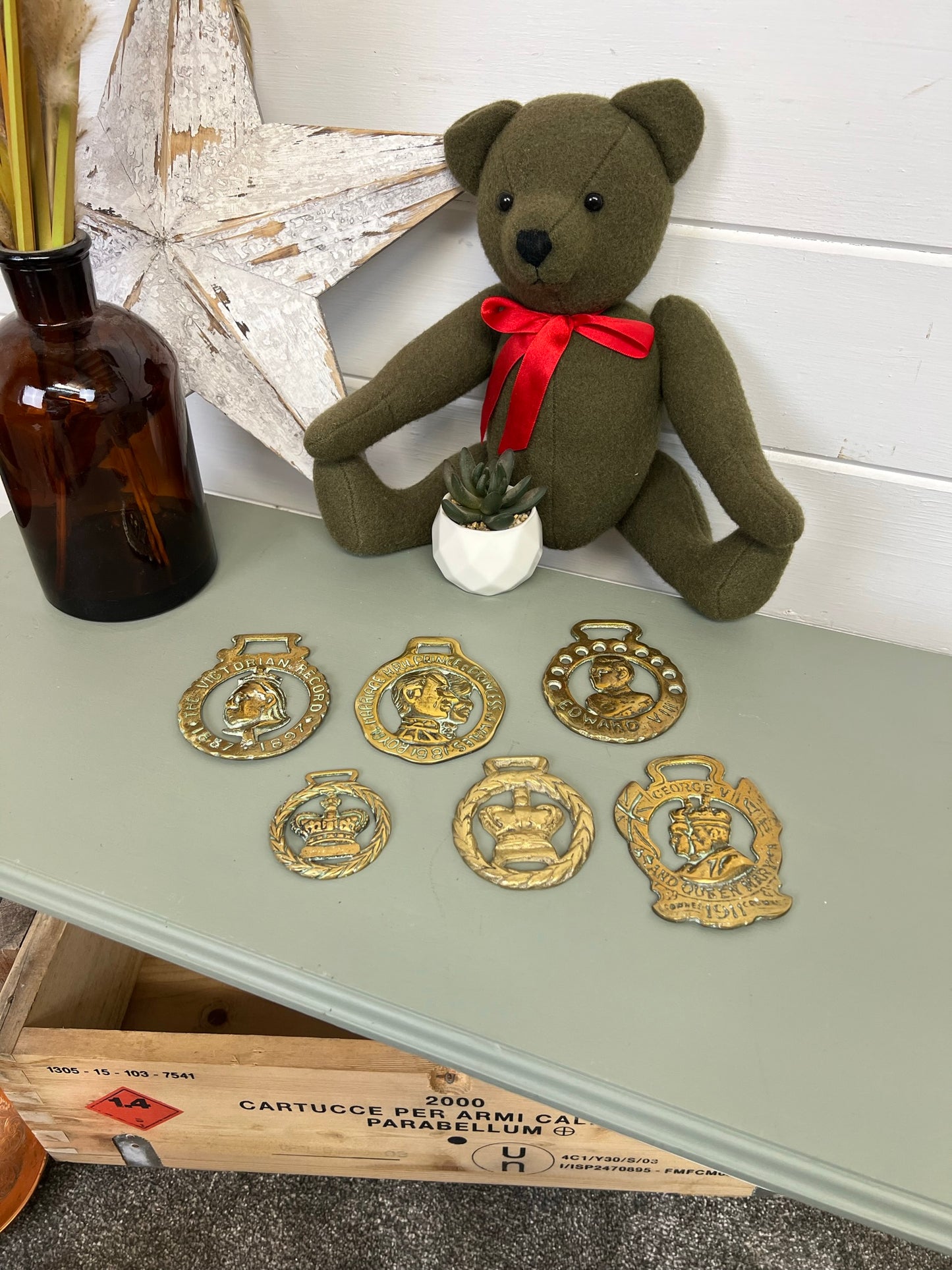 Vintage Horse Brass Job Lot Bundle x6 King Queen Princess Rustic Farmhouse Country Home Decor