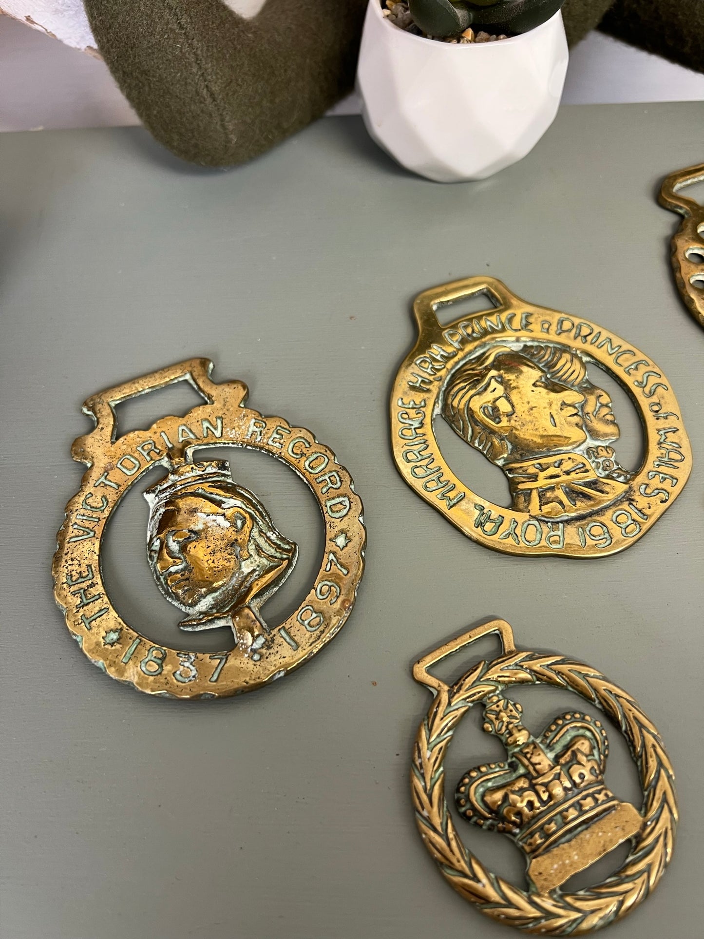 Vintage Horse Brass Job Lot Bundle x6 King Queen Princess Rustic Farmhouse Country Home Decor