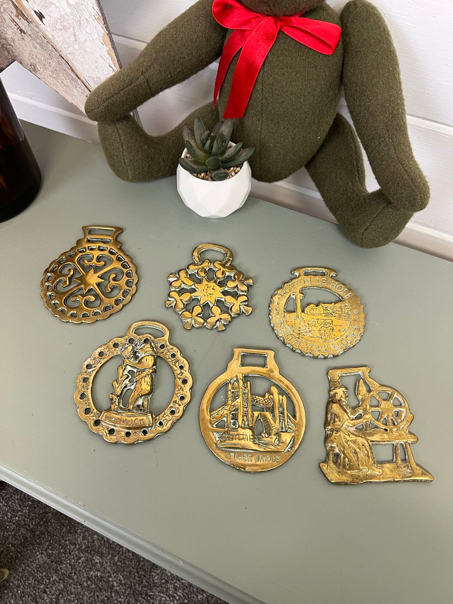 Vintage Horse Brass Job Lot Bundle x6 Rustic Farmhouse Country Home Decor