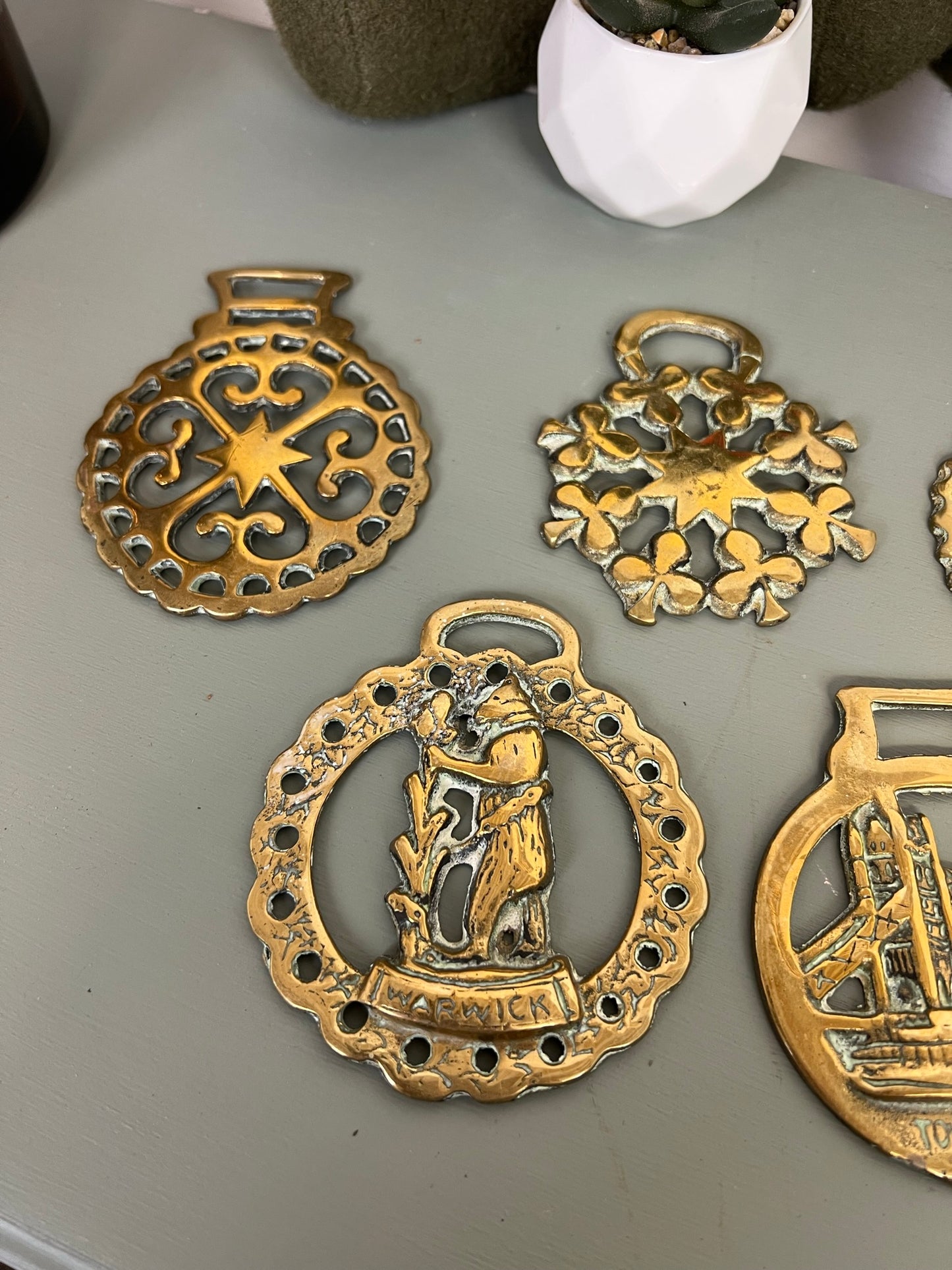 Vintage Horse Brass Job Lot Bundle x6 Rustic Farmhouse Country Home Decor