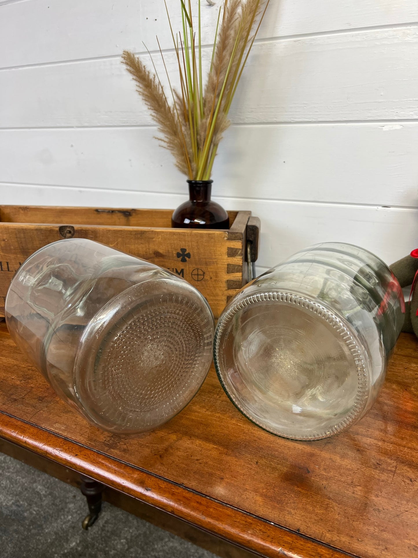 2x Vintage Demi John Glass Bottle Decorative Vase Rustic Wedding Display