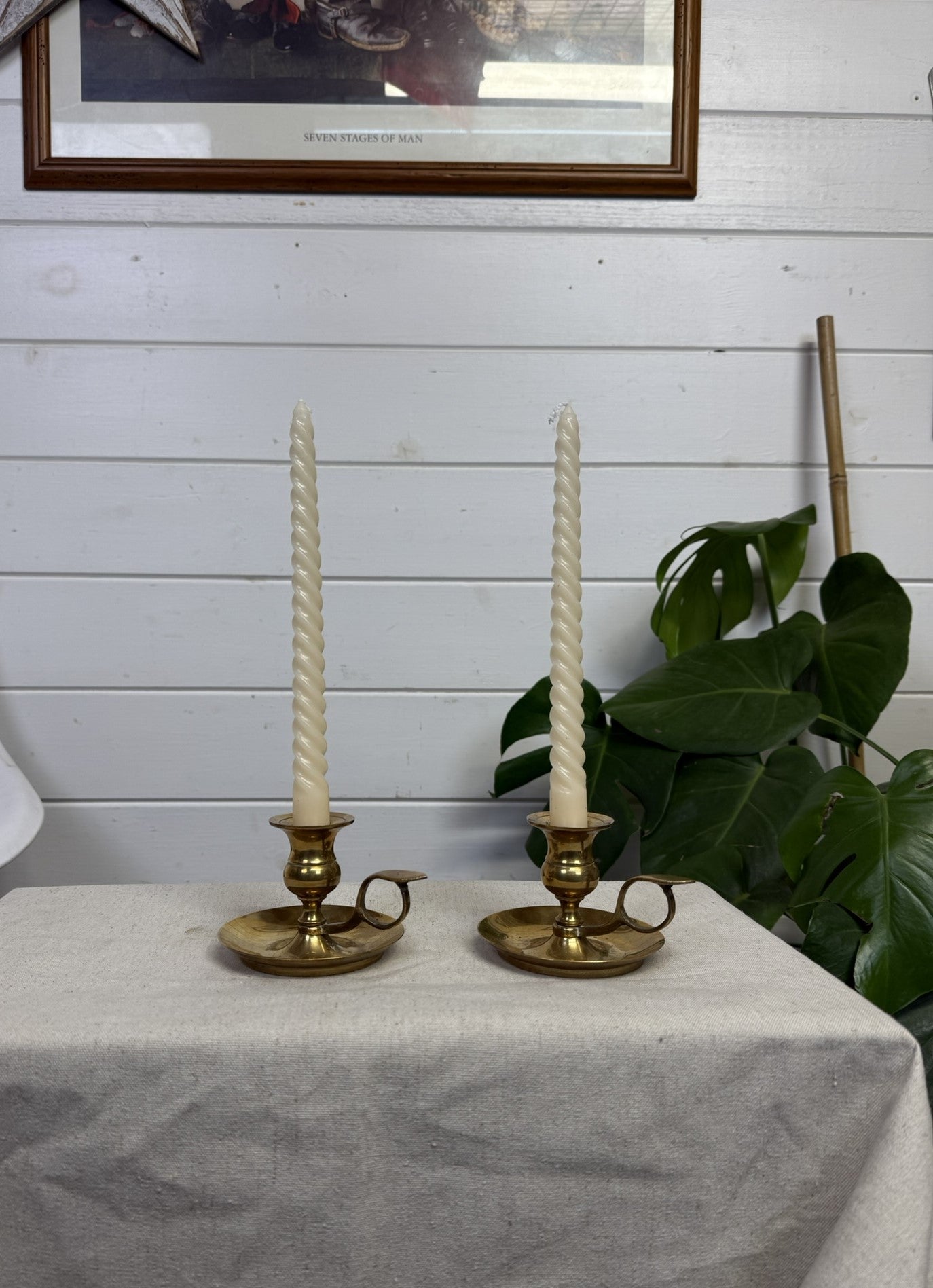 Vintage Brass Candlestick Candle Holder PAIR Boho Art Deco Vintage Home Decor