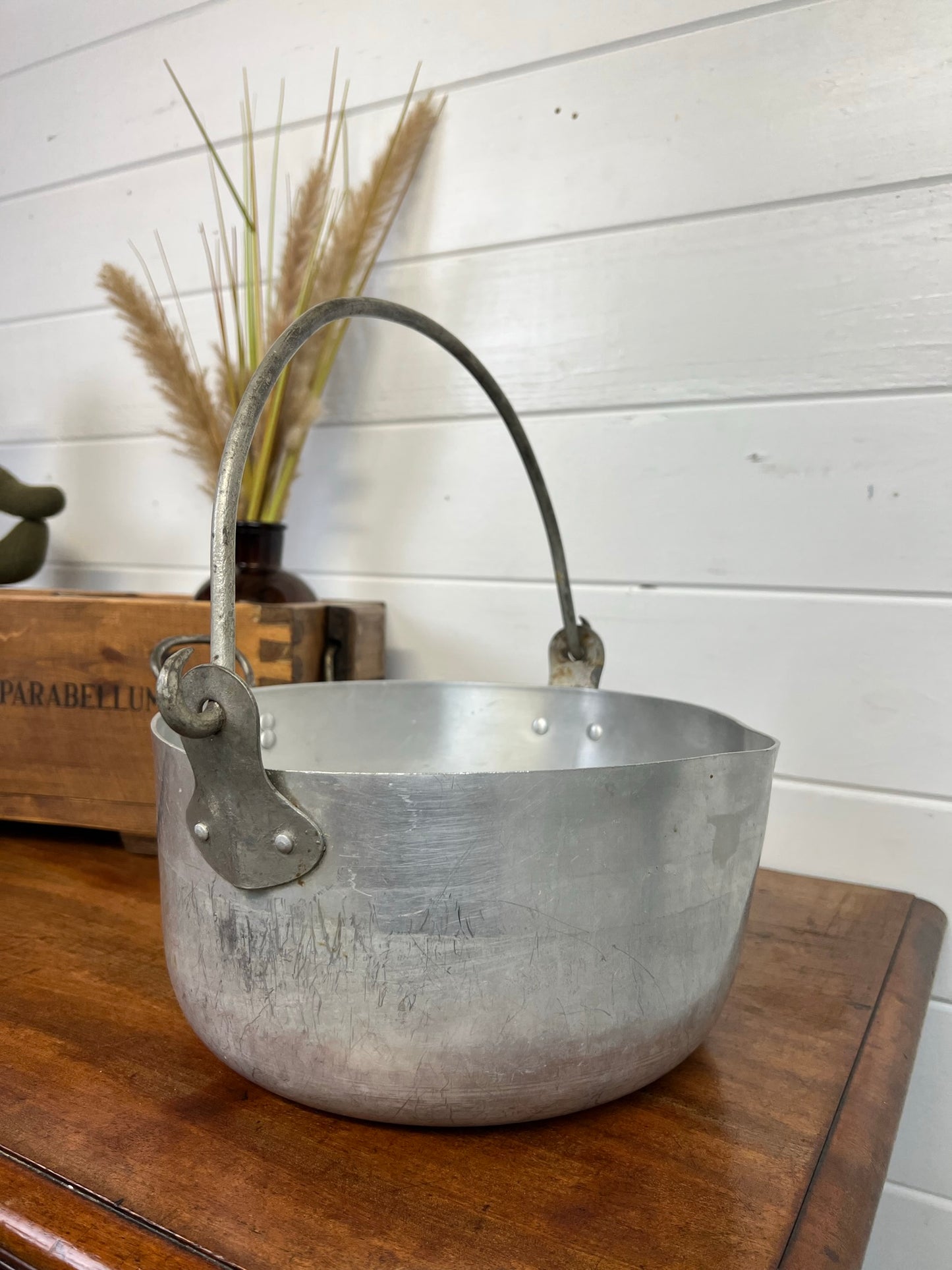 Vintage Aluminium Jam Pan Bowl Large Industrial Cook Pot Country Home Decor