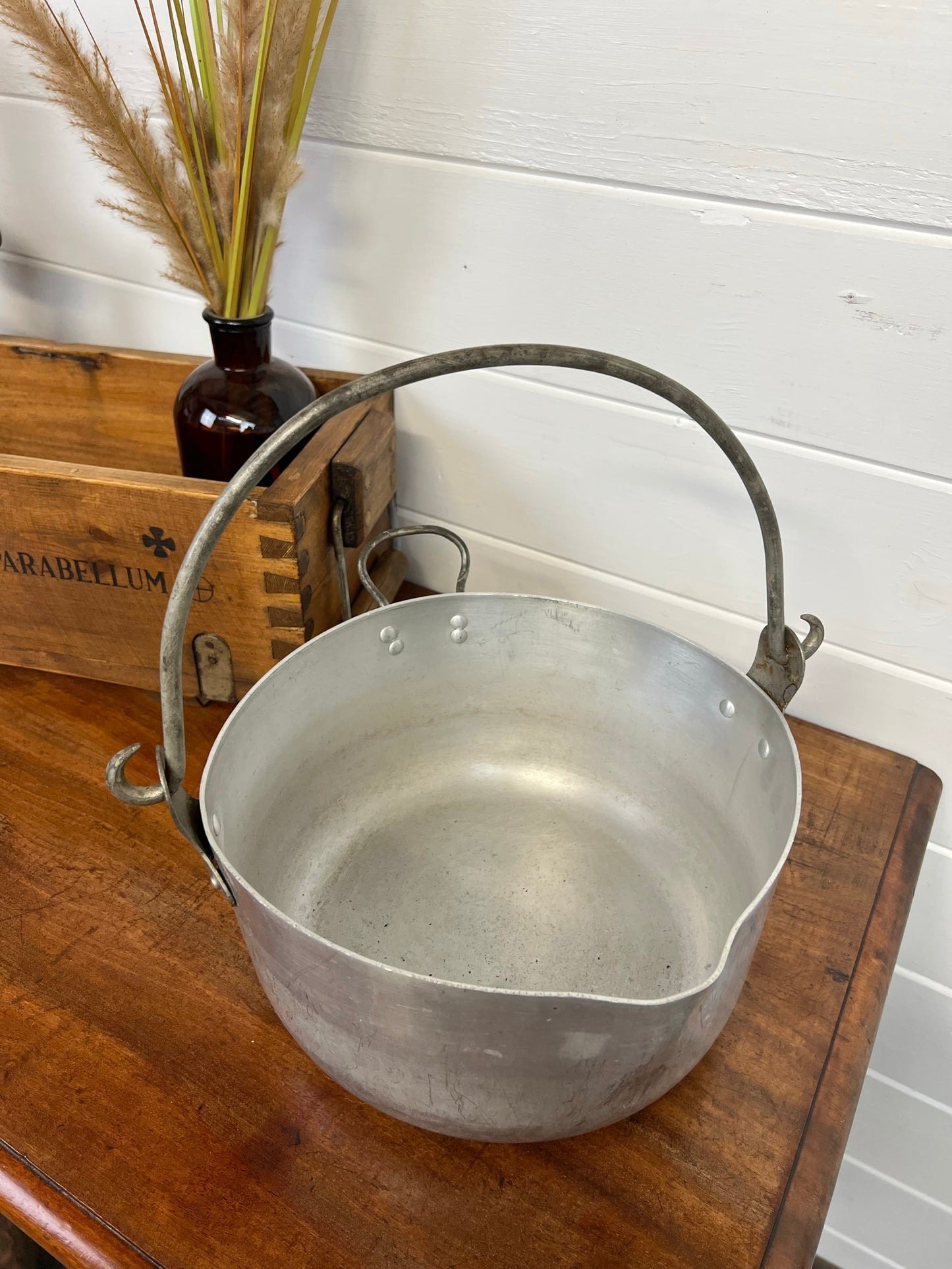 Vintage Aluminium Jam Pan Bowl Large Industrial Cook Pot Country Home Decor