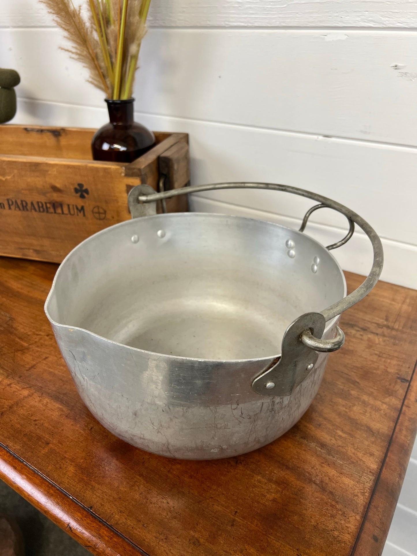Vintage Aluminium Jam Pan Bowl Large Industrial Cook Pot Country Home Decor