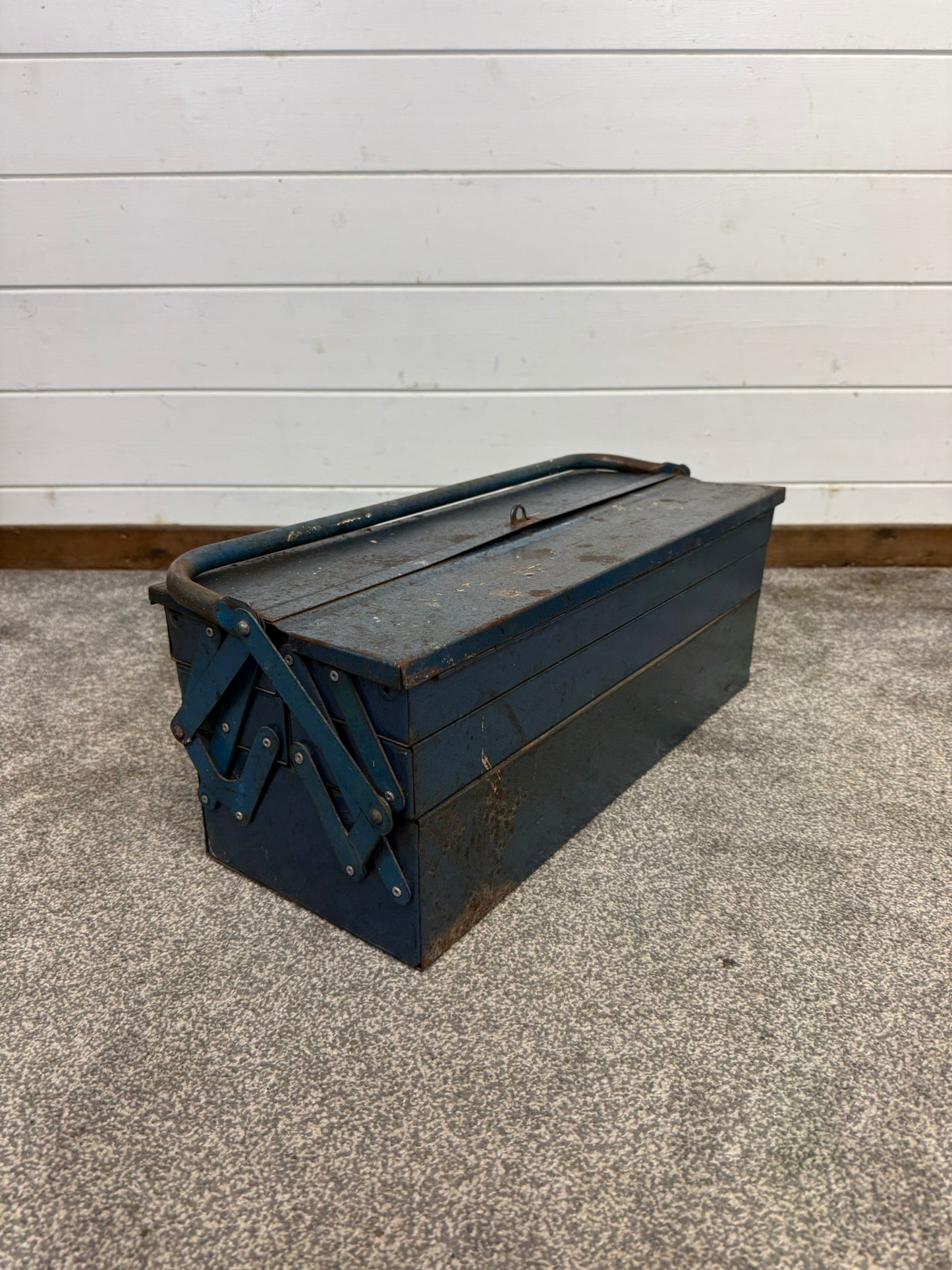 Vintage Metal Toolbox Engineers Cantilever Tool Box Rustic Patina Tool Chest